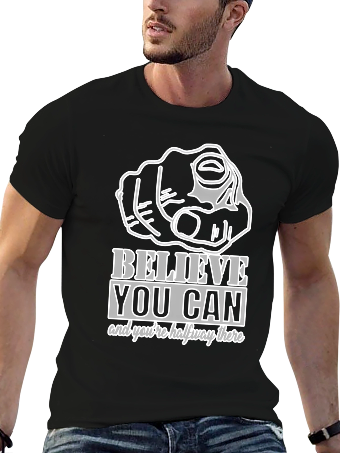 Believe You Can Graphic Tee - Motivational Black T-Shirt