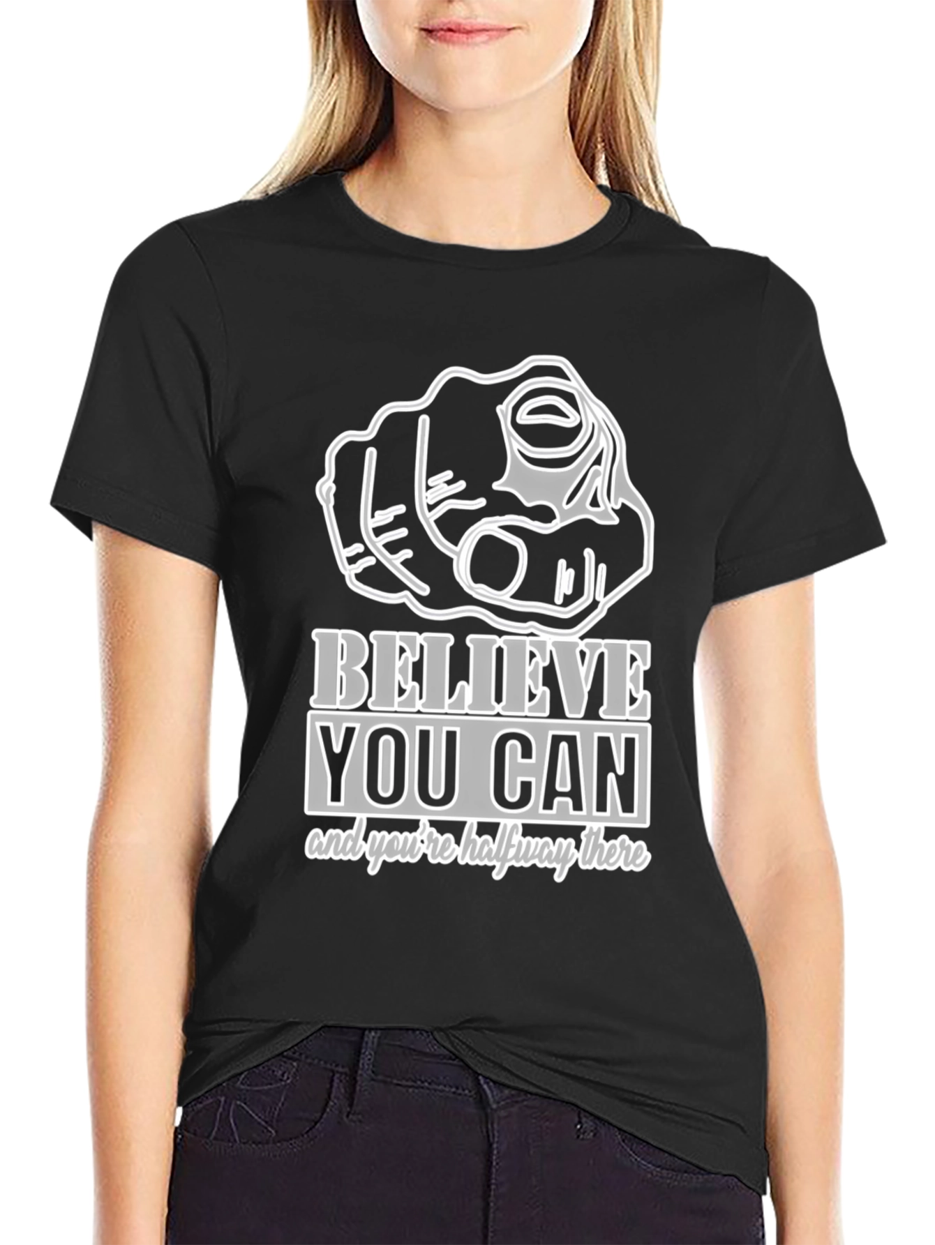 Believe You Can Graphic Tee - Motivational Black T-Shirt