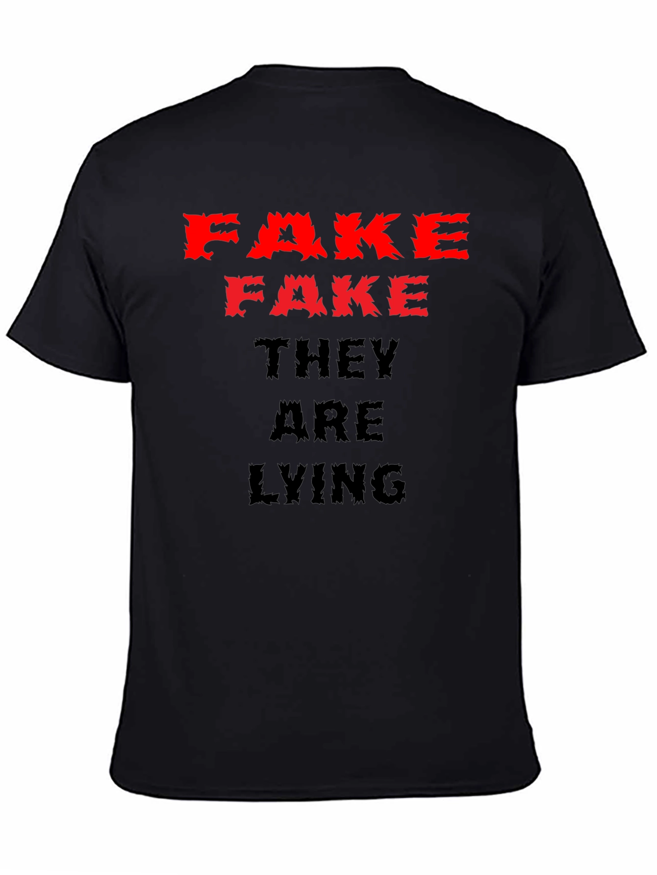 Fake News Graphic Tee - Black Cotton Casual Shirt