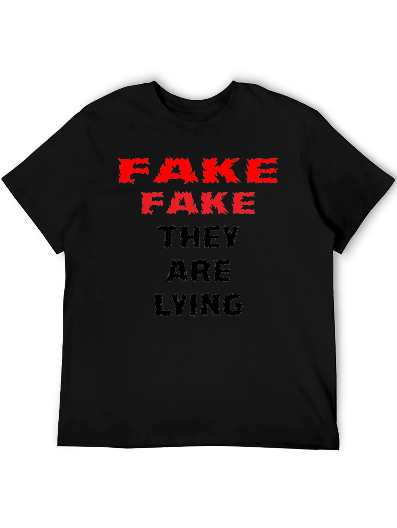 Fake News Graphic Tee - Black Cotton Casual Shirt