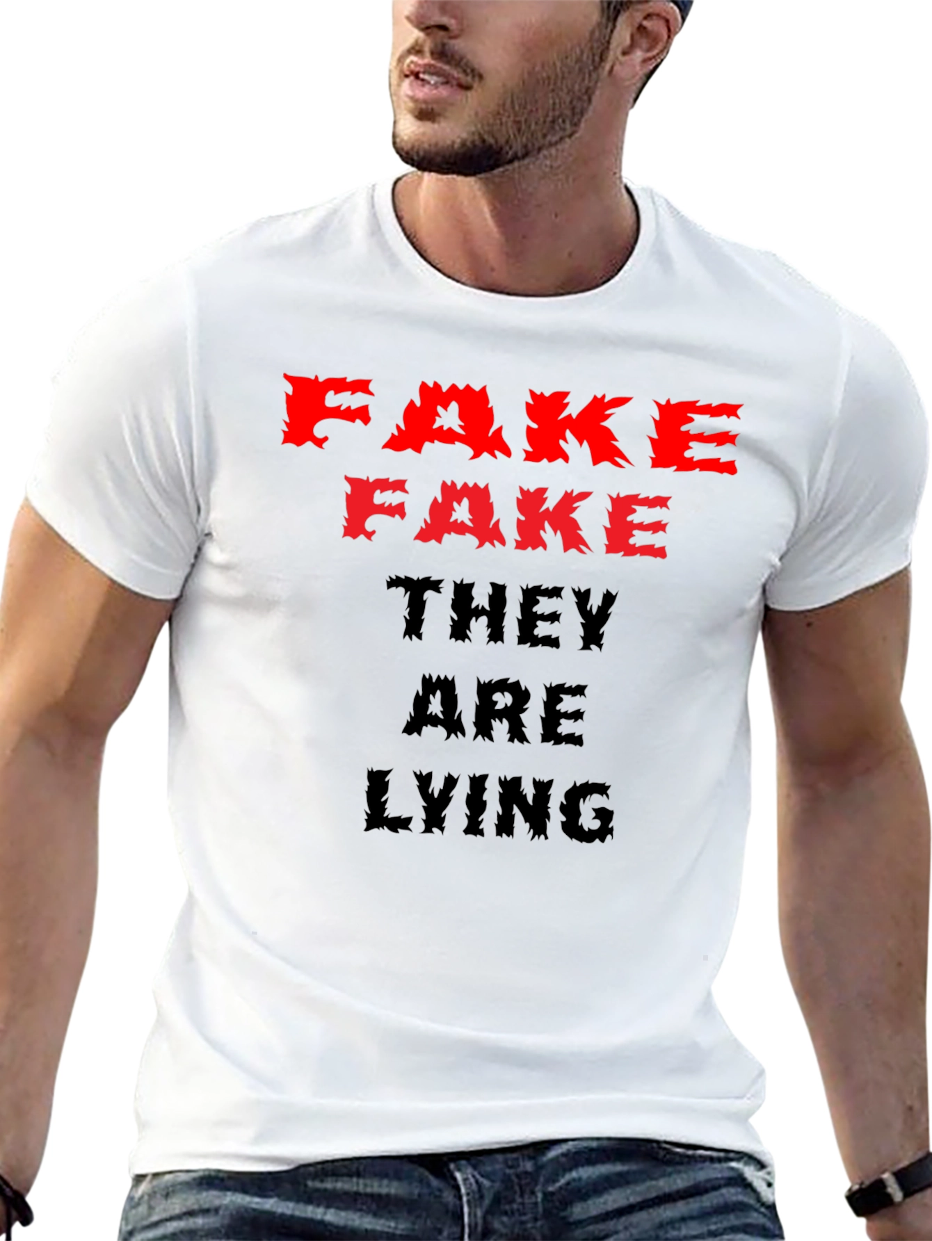 Fake News Graphic Tee - Black Cotton Casual Shirt