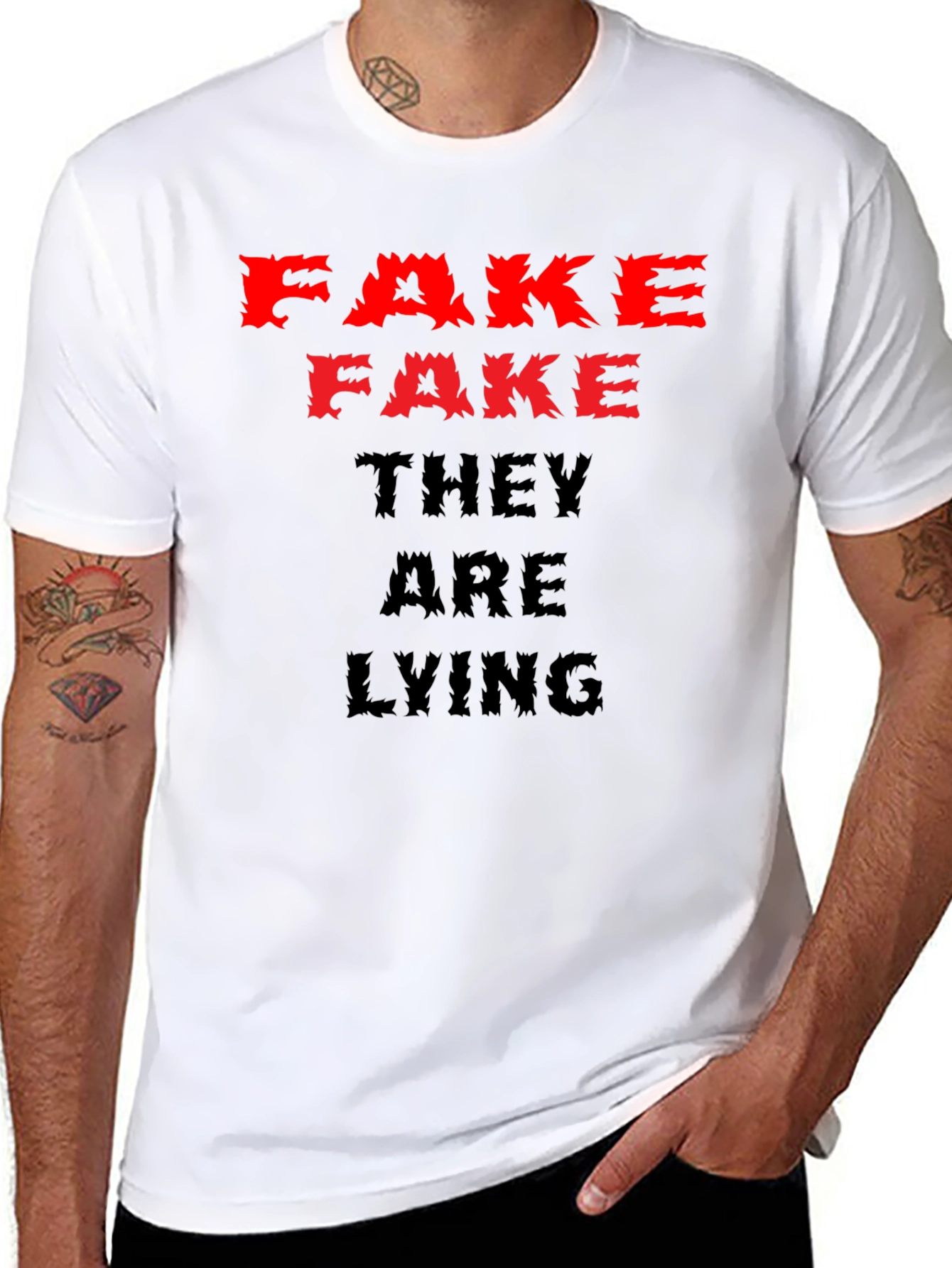 Fake News Graphic Tee - Black Cotton Casual Shirt