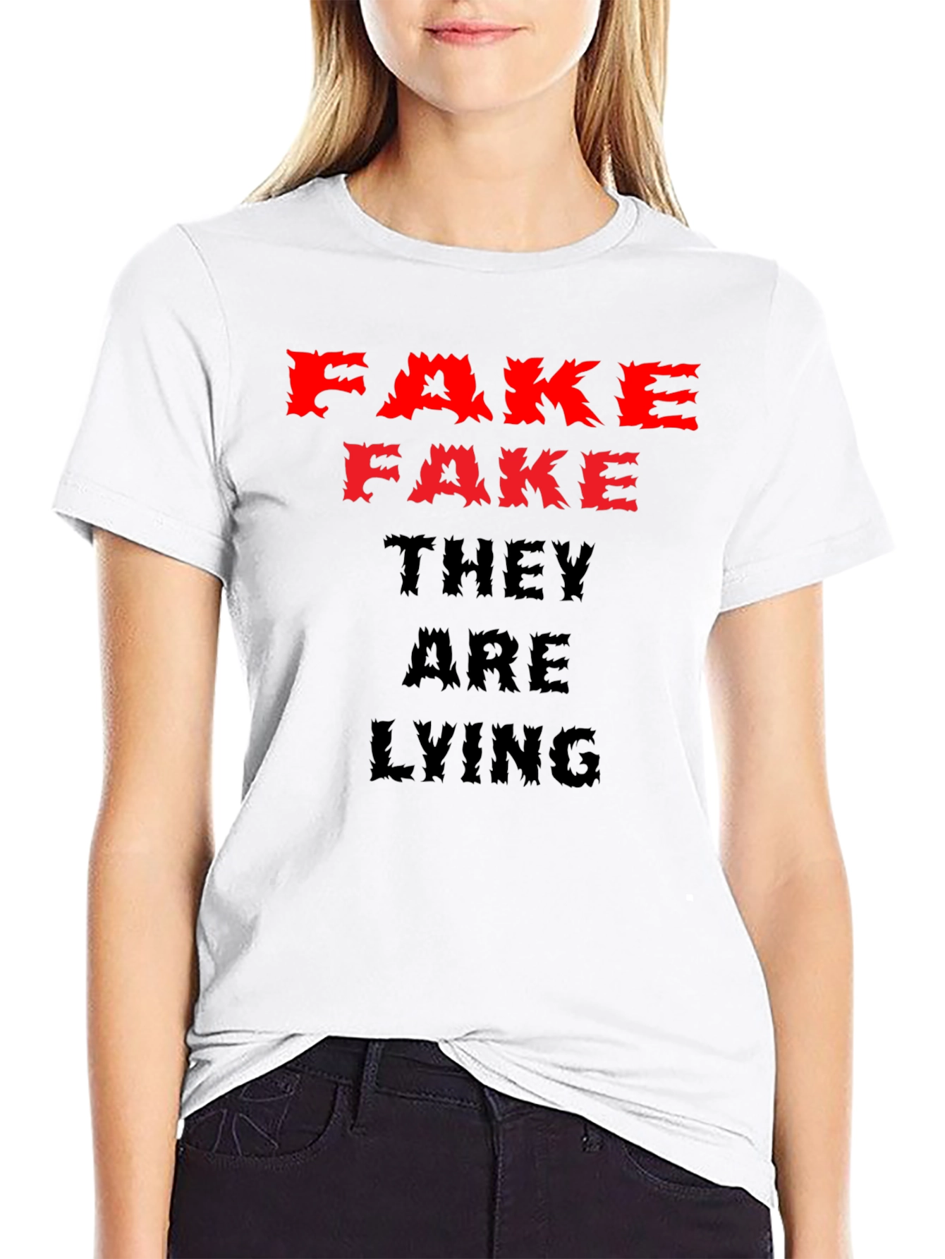 Fake News Graphic Tee - Black Cotton Casual Shirt