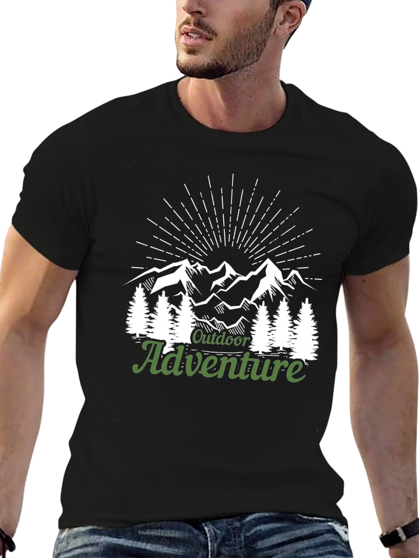 Outdoor Adventure Graphic Tee - Mountain Scene Shirt