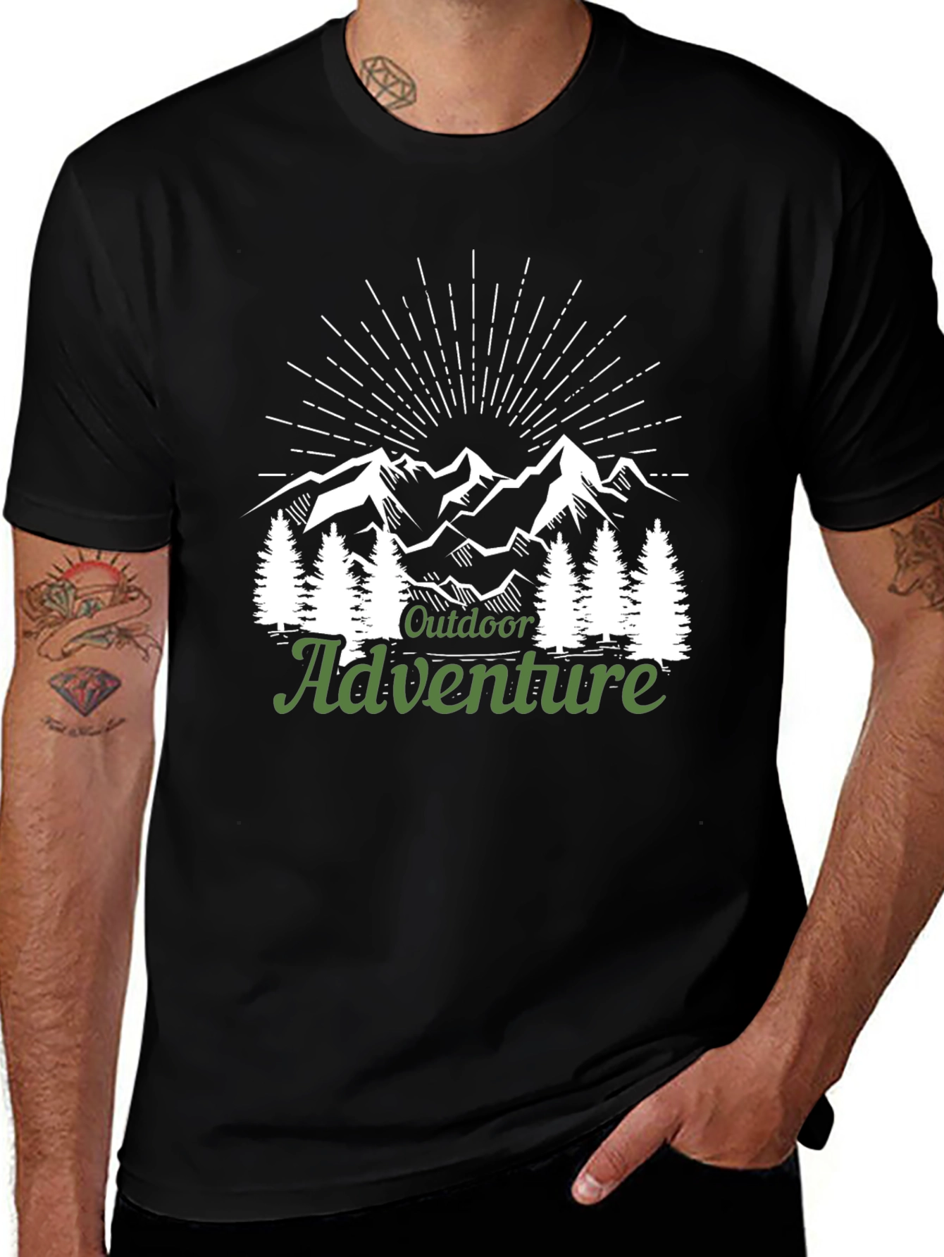 Outdoor Adventure Graphic Tee - Mountain Scene Shirt