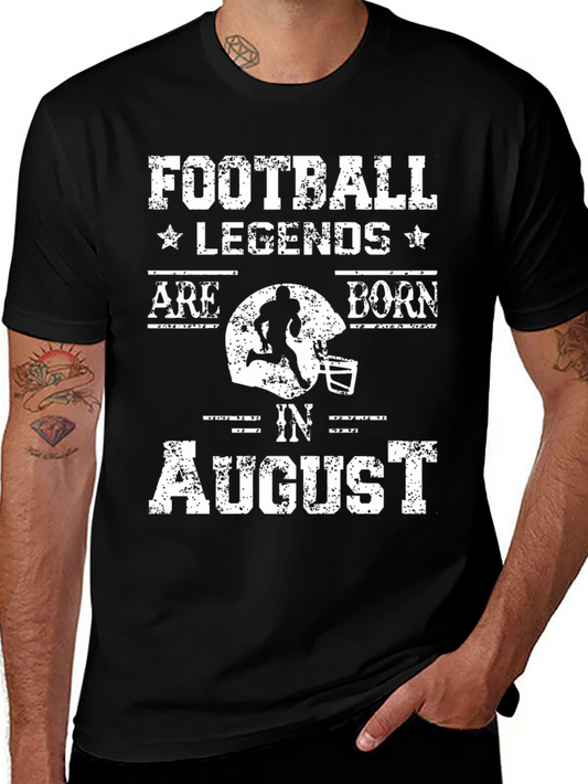 Football Legends Born in August Black T-Shirt