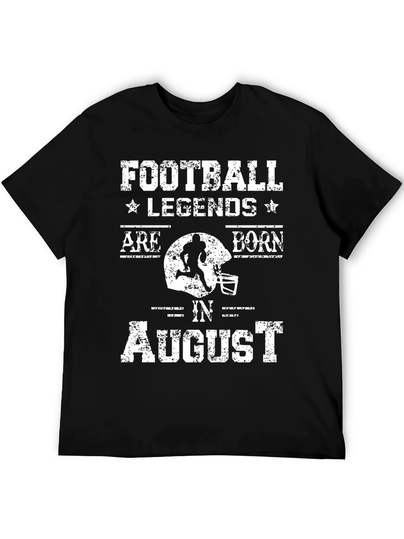 Football Legends Born in August Black T-Shirt