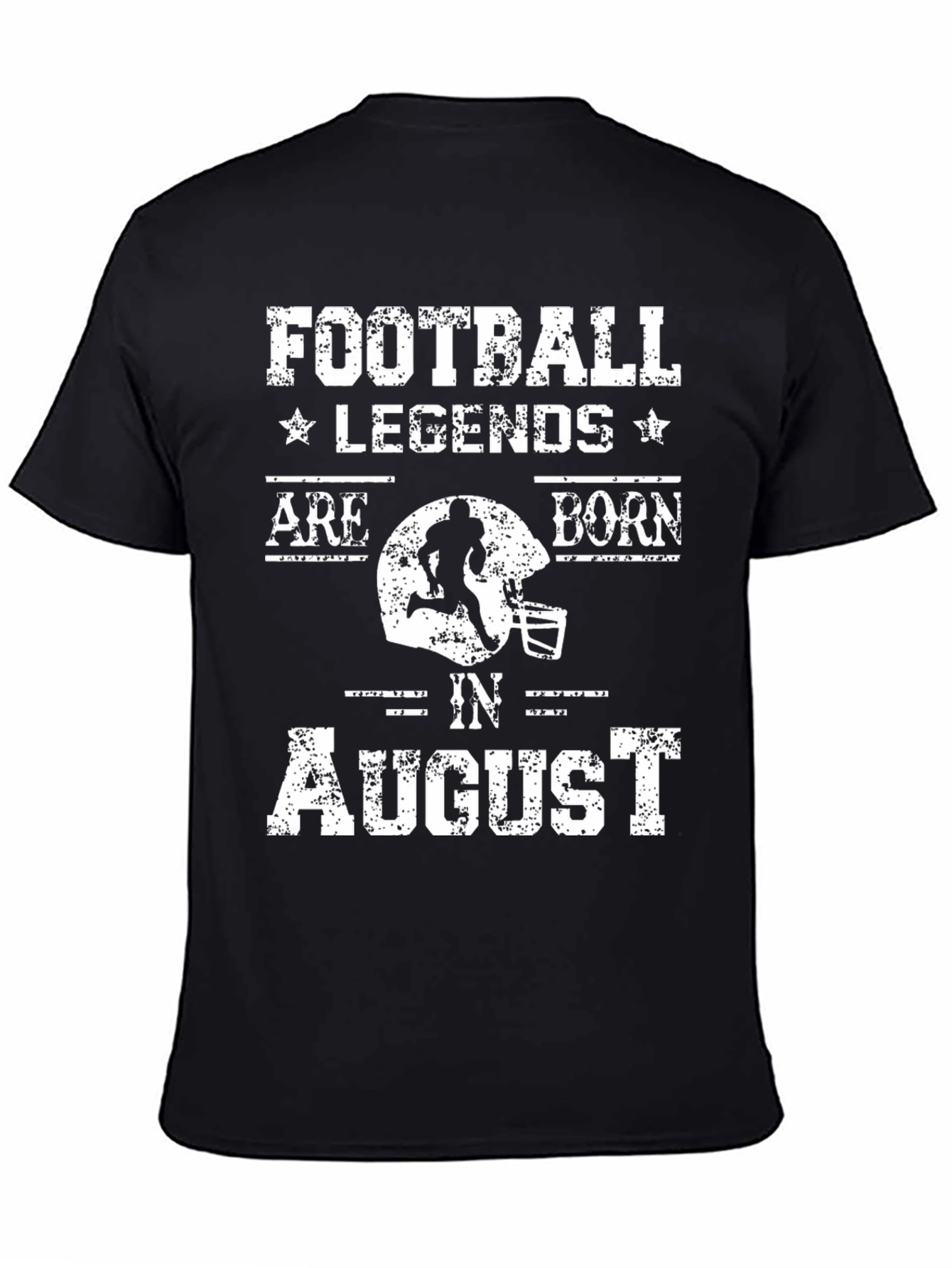 Football Legends Born in August Black T-Shirt