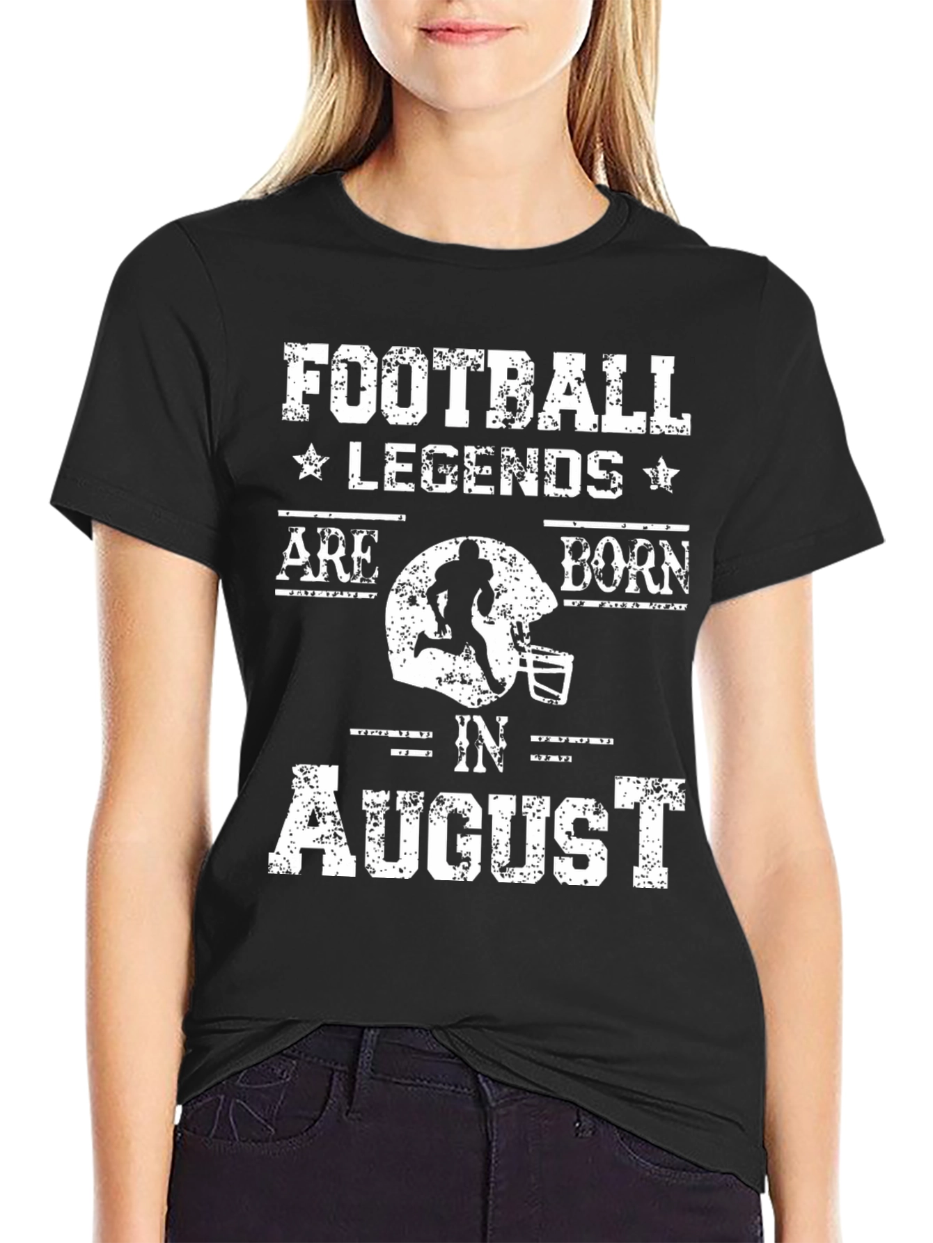 Football Legends Born in August Black T-Shirt