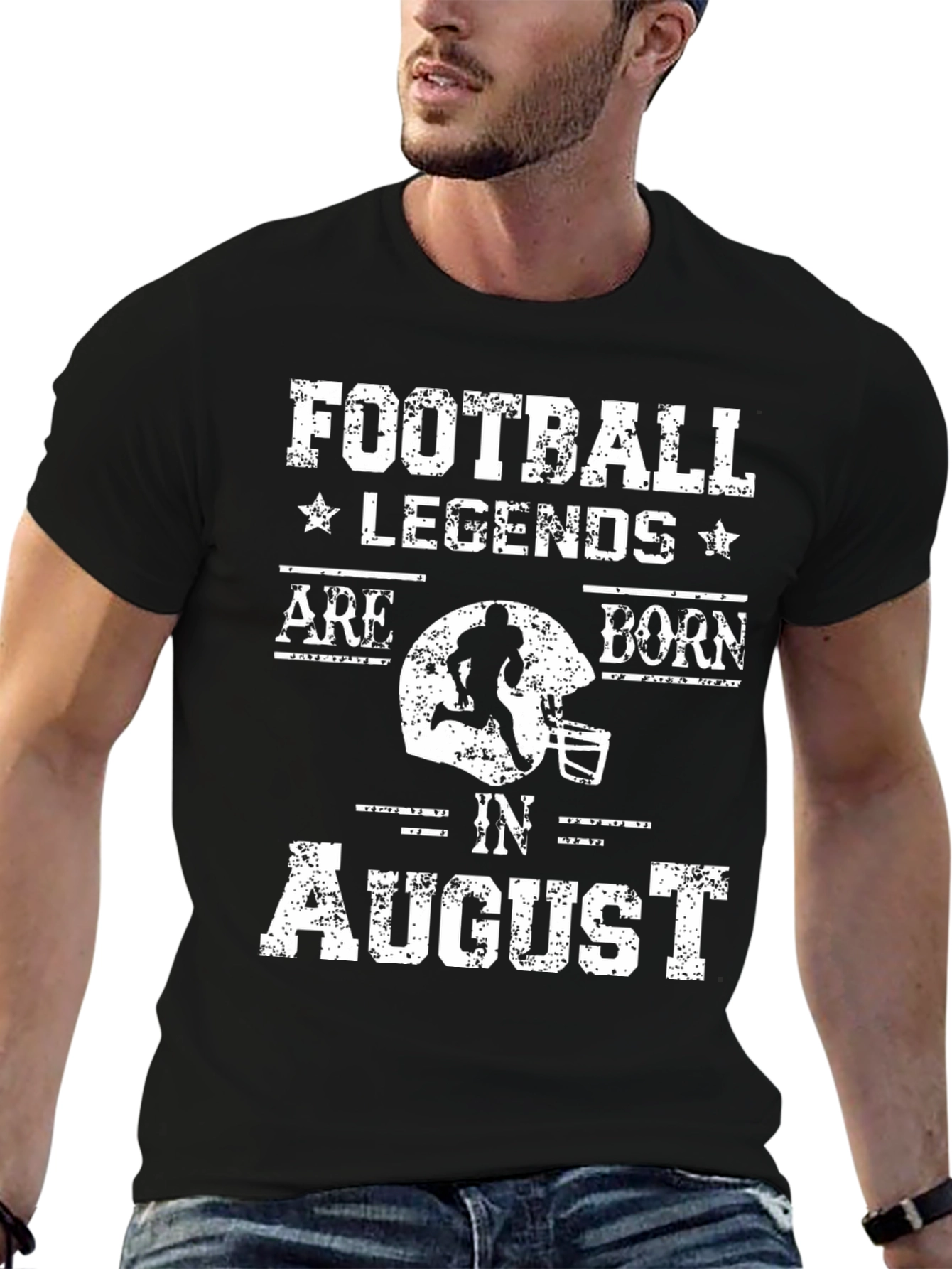 Football Legends Born in August Black T-Shirt