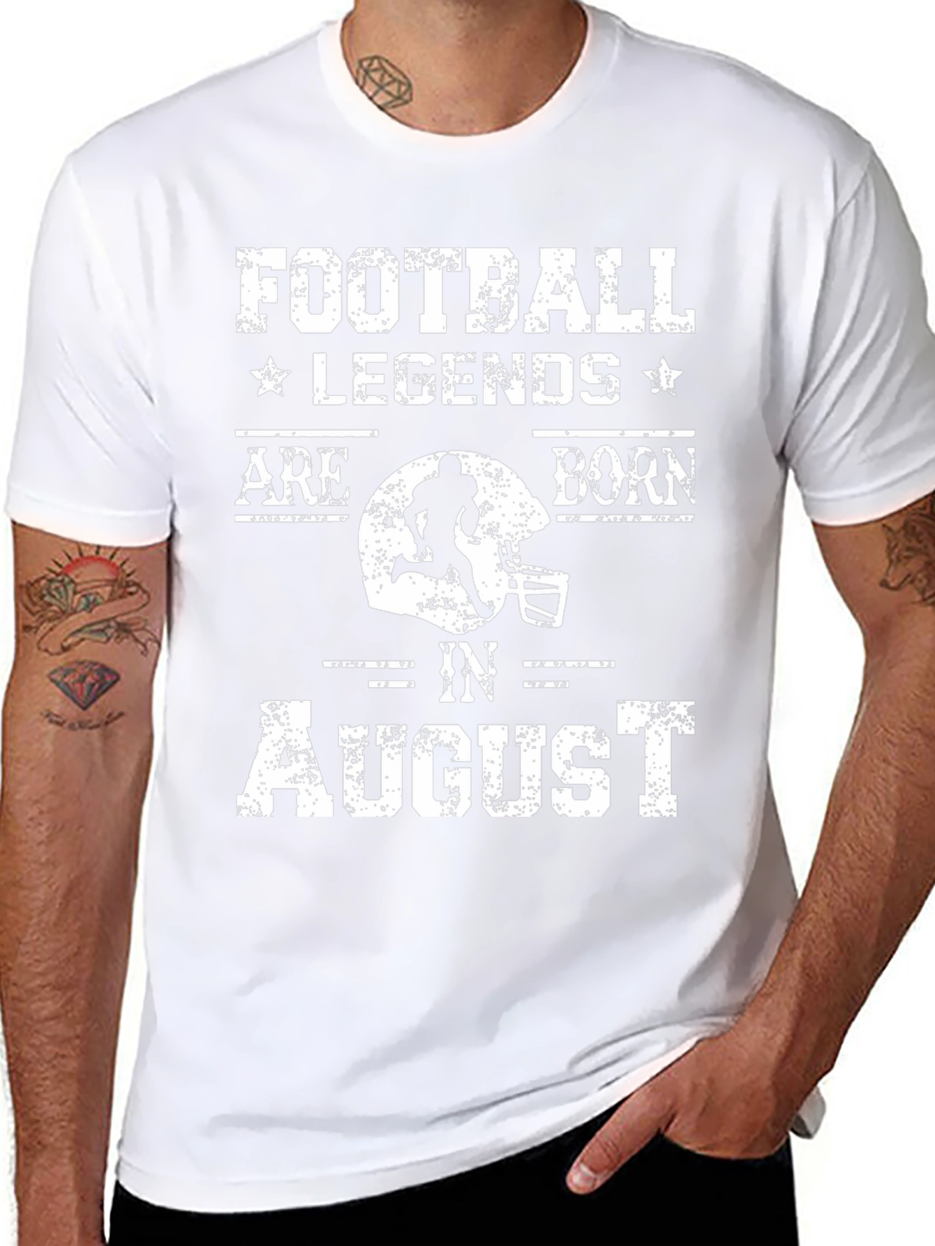 Football Legends Born in August Black T-Shirt