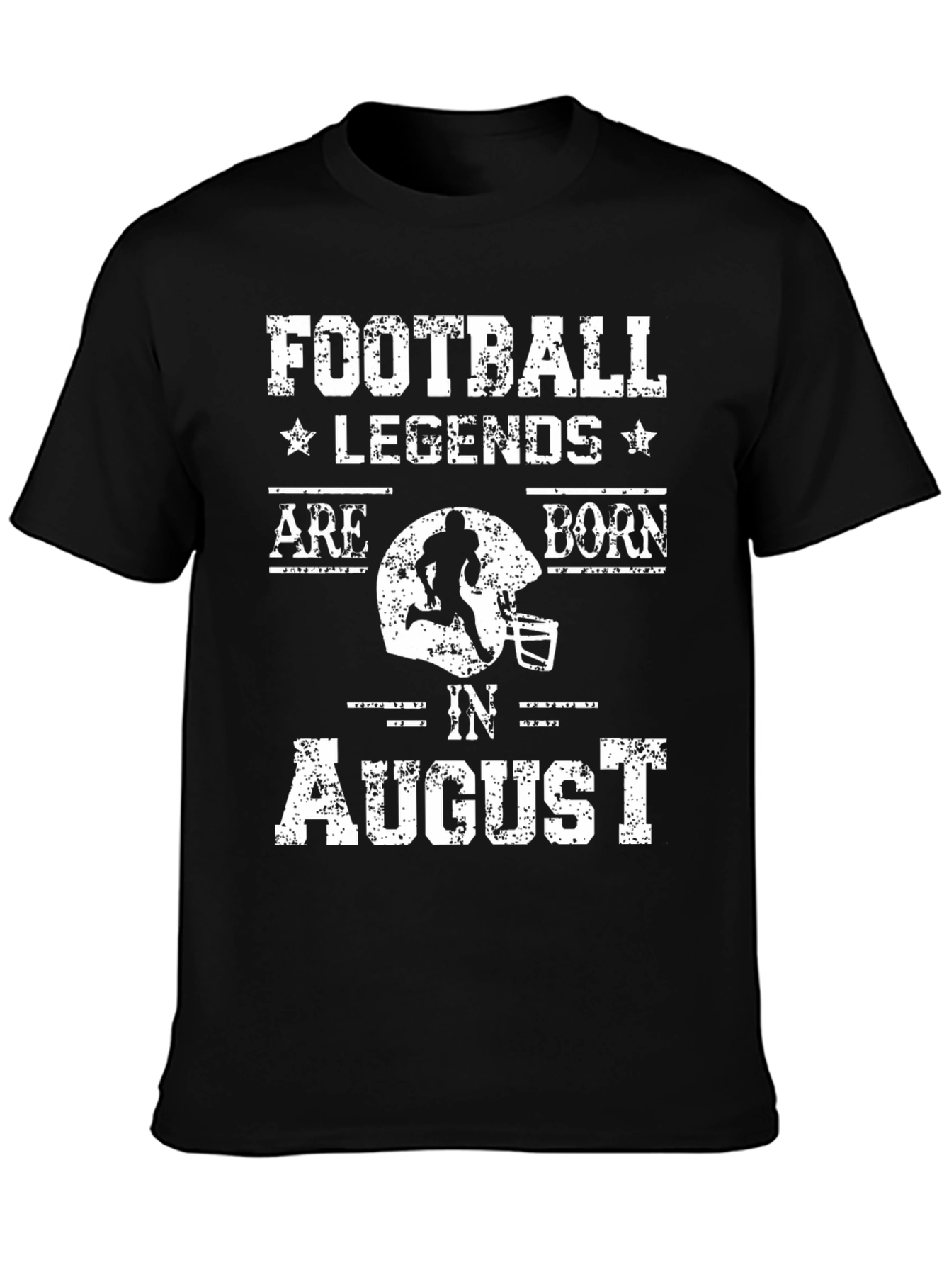 Football Legends Born in August Black T-Shirt