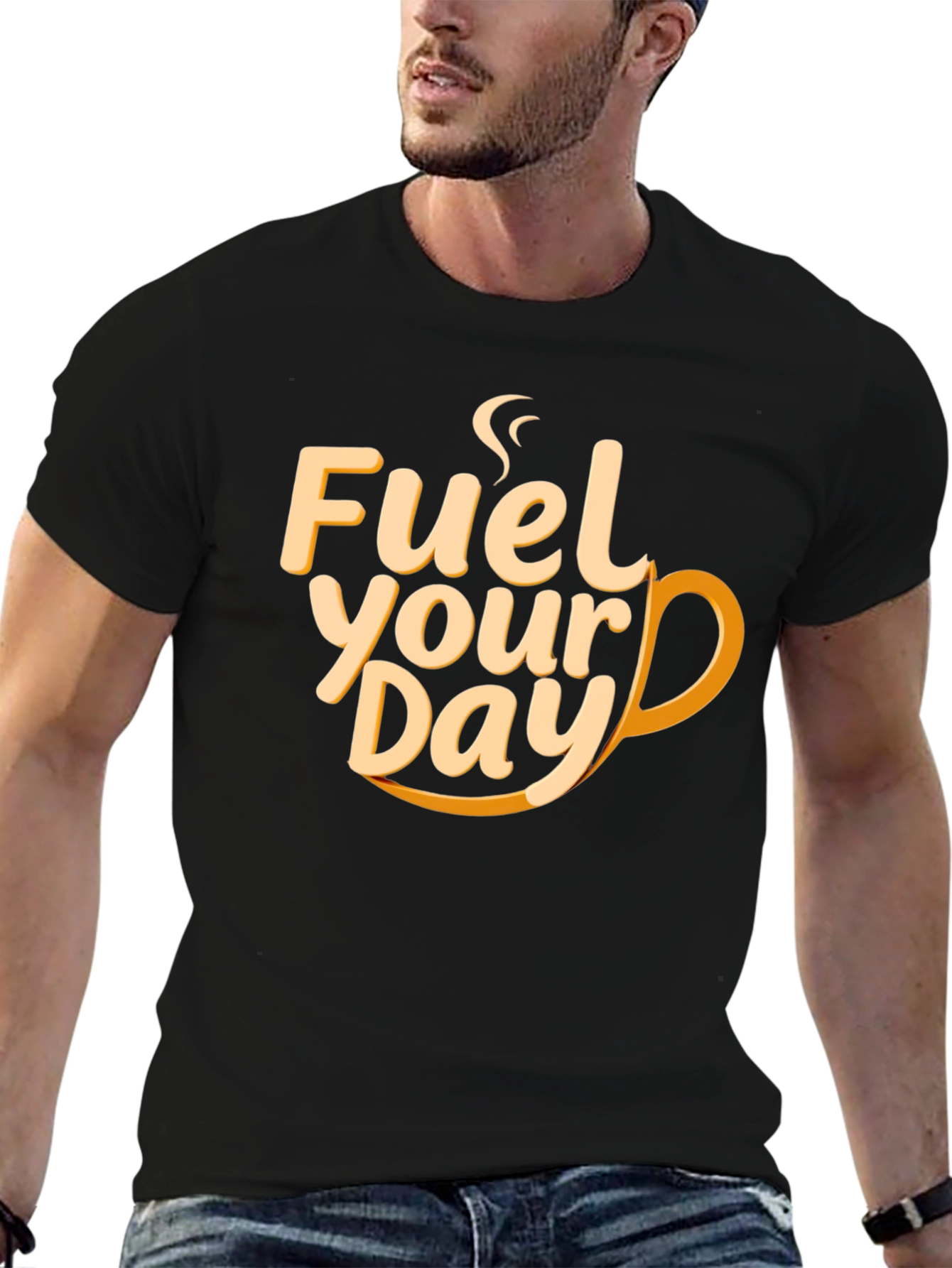 Fuel Your Day Black T-Shirt - Coffee Lover Tee