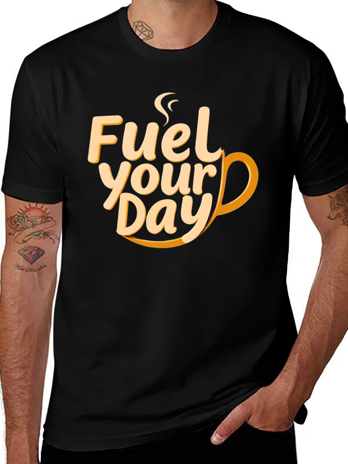 Fuel Your Day Black T-Shirt - Coffee Lover Tee