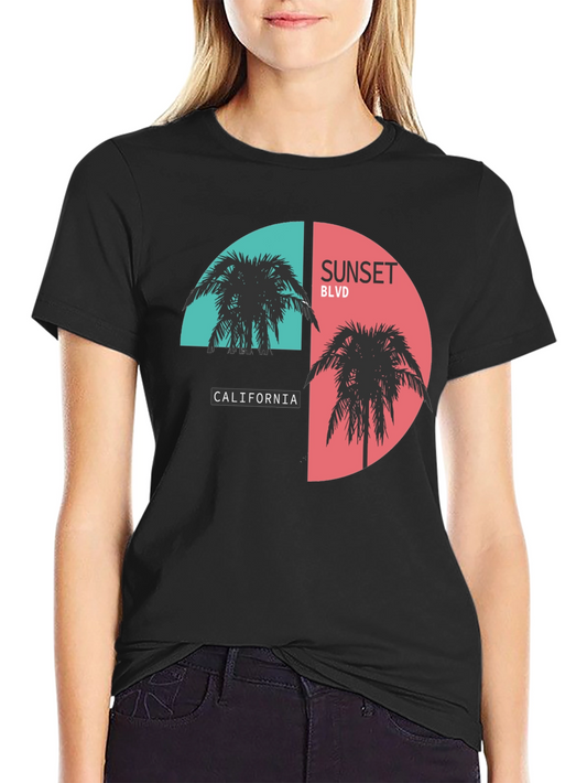 Sunset Blvd California Black Graphic Tee