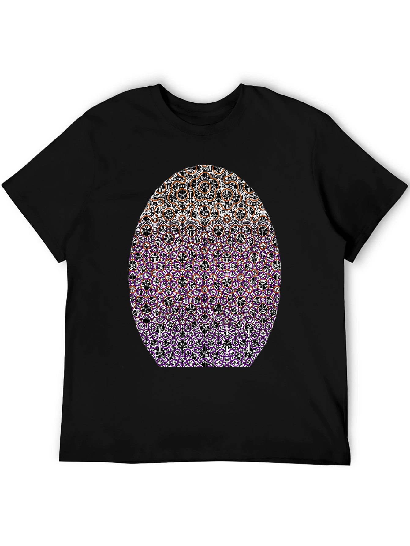 Abstract Geometric Pattern Graphic Tee - Black