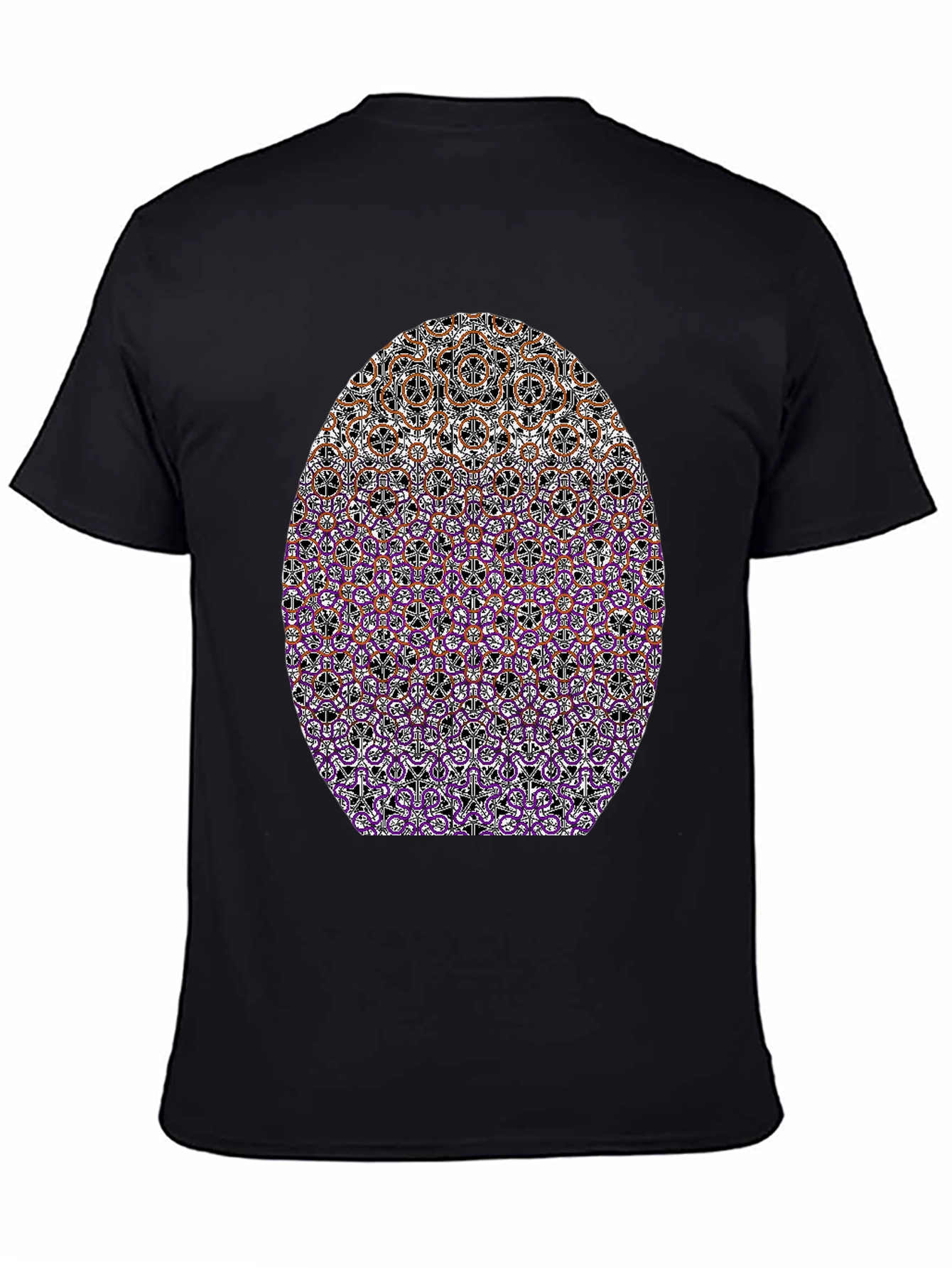 Abstract Geometric Pattern Graphic Tee - Black