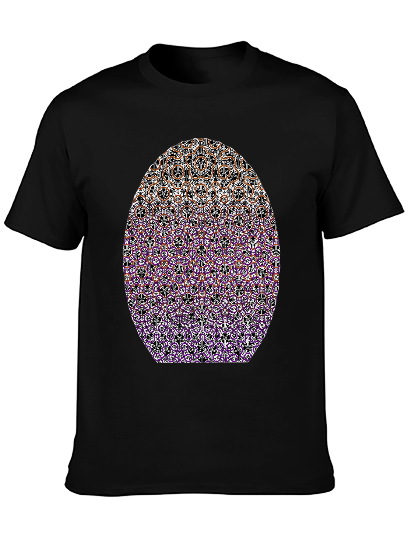 Abstract Geometric Pattern Graphic Tee - Black