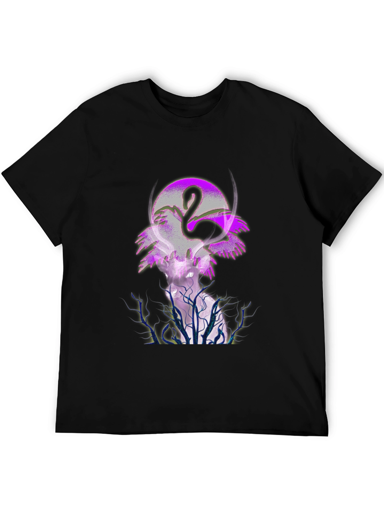 Flamingo Moon Graphic Tee - Mens Black T-Shirt