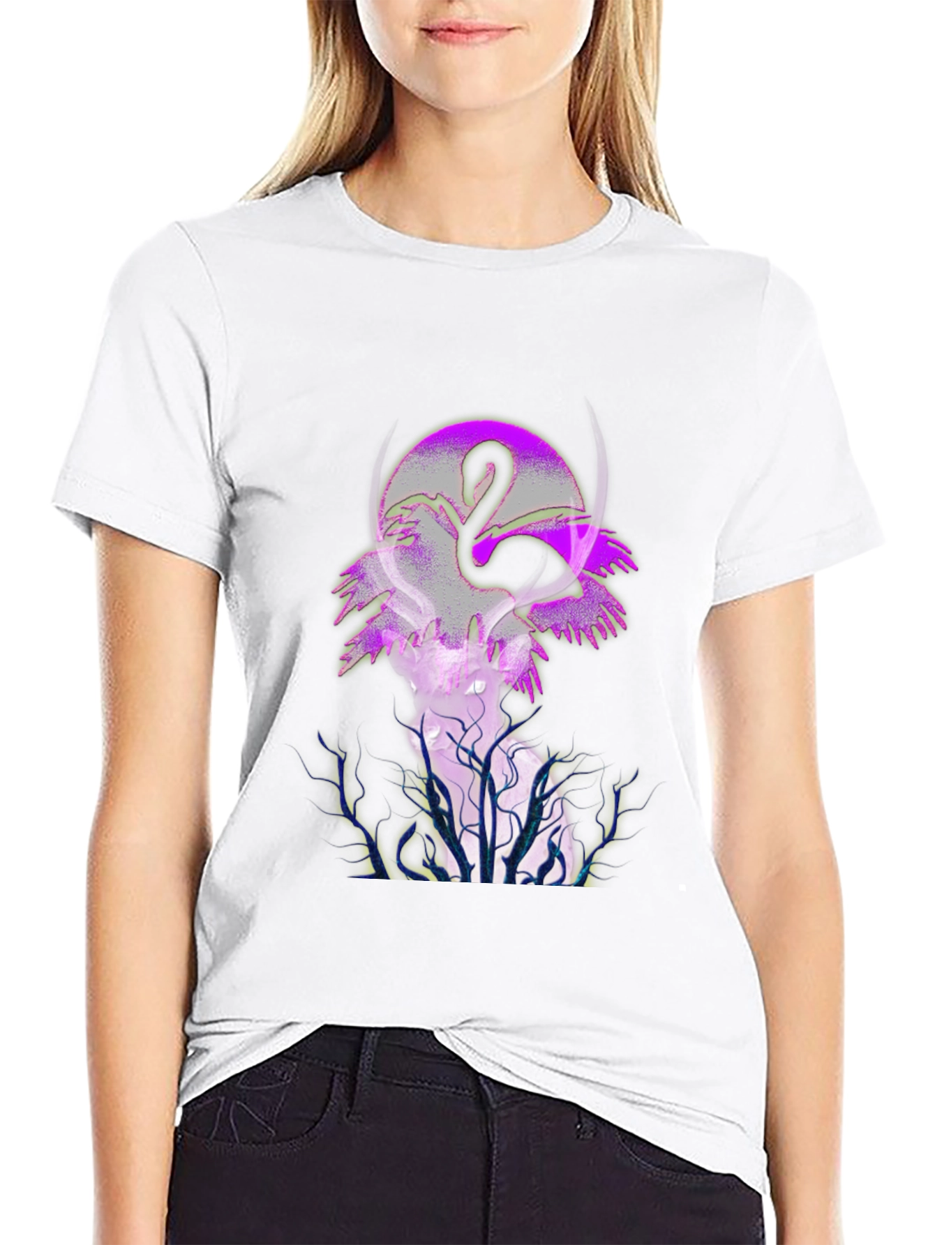 Flamingo Moon Graphic Tee - Mens Black T-Shirt