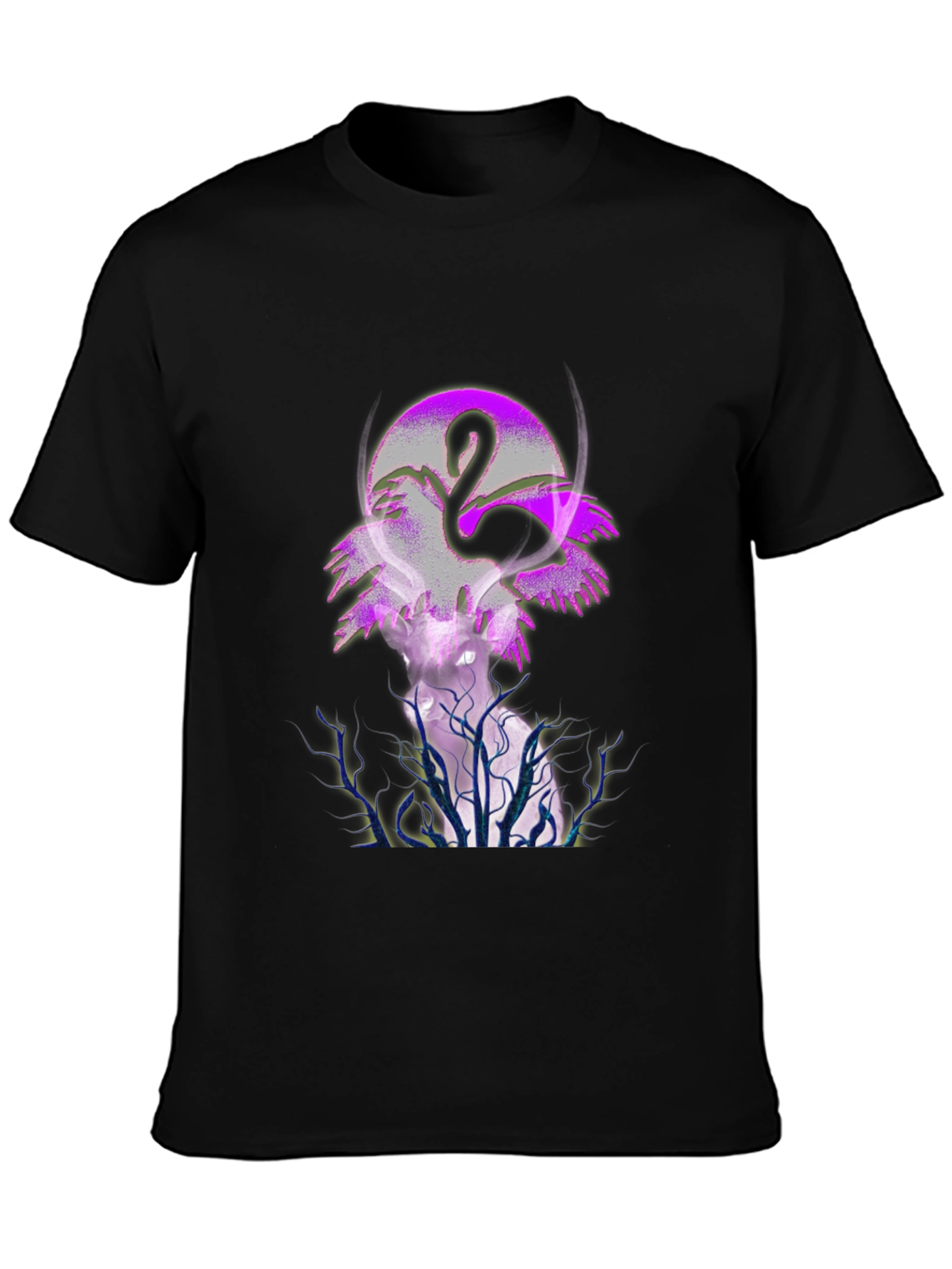 Flamingo Moon Graphic Tee - Mens Black T-Shirt