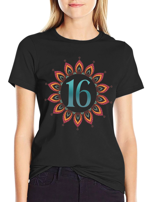 Sweet Sixteen Mandala Black T-Shirt