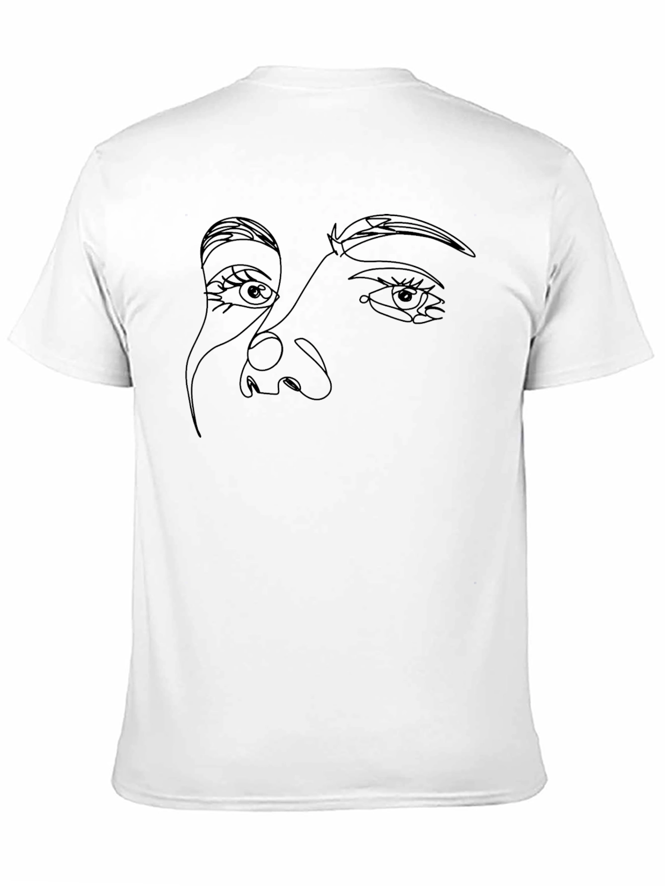 Abstract Face Line Art Graphic Black T-Shirt