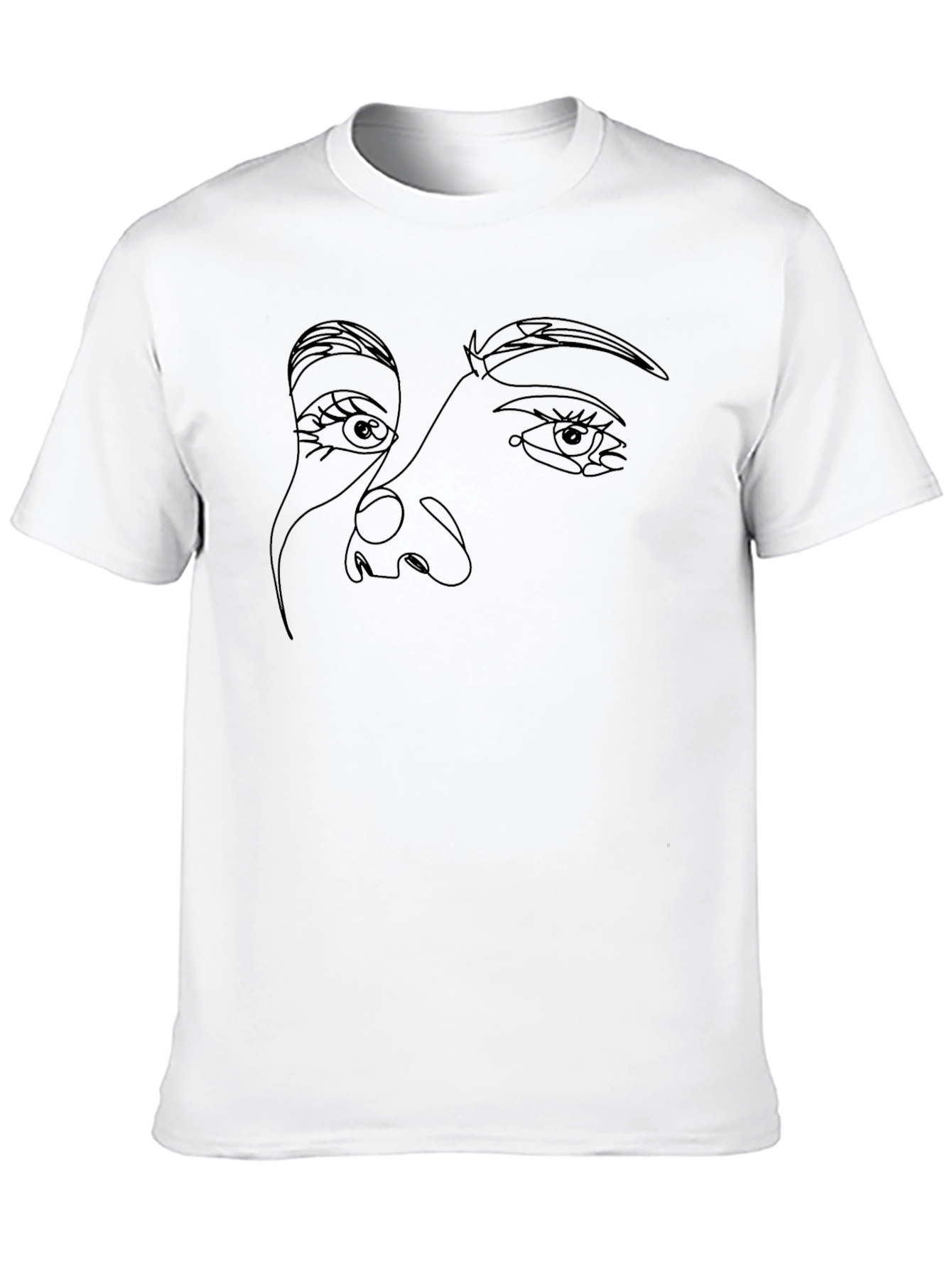 Abstract Face Line Art Graphic Black T-Shirt