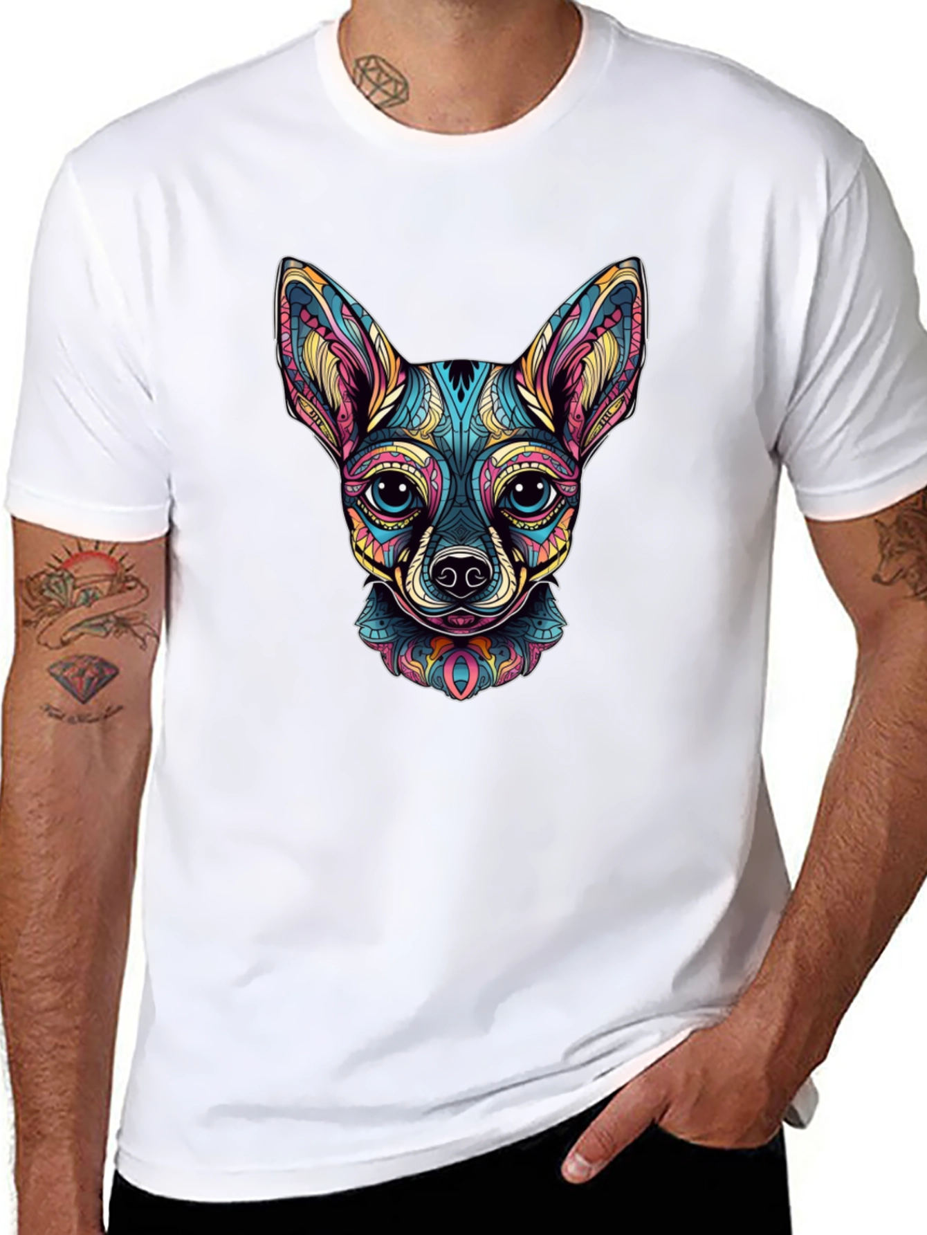 Cool Chihuahua Art Graphic Print T-Shirt