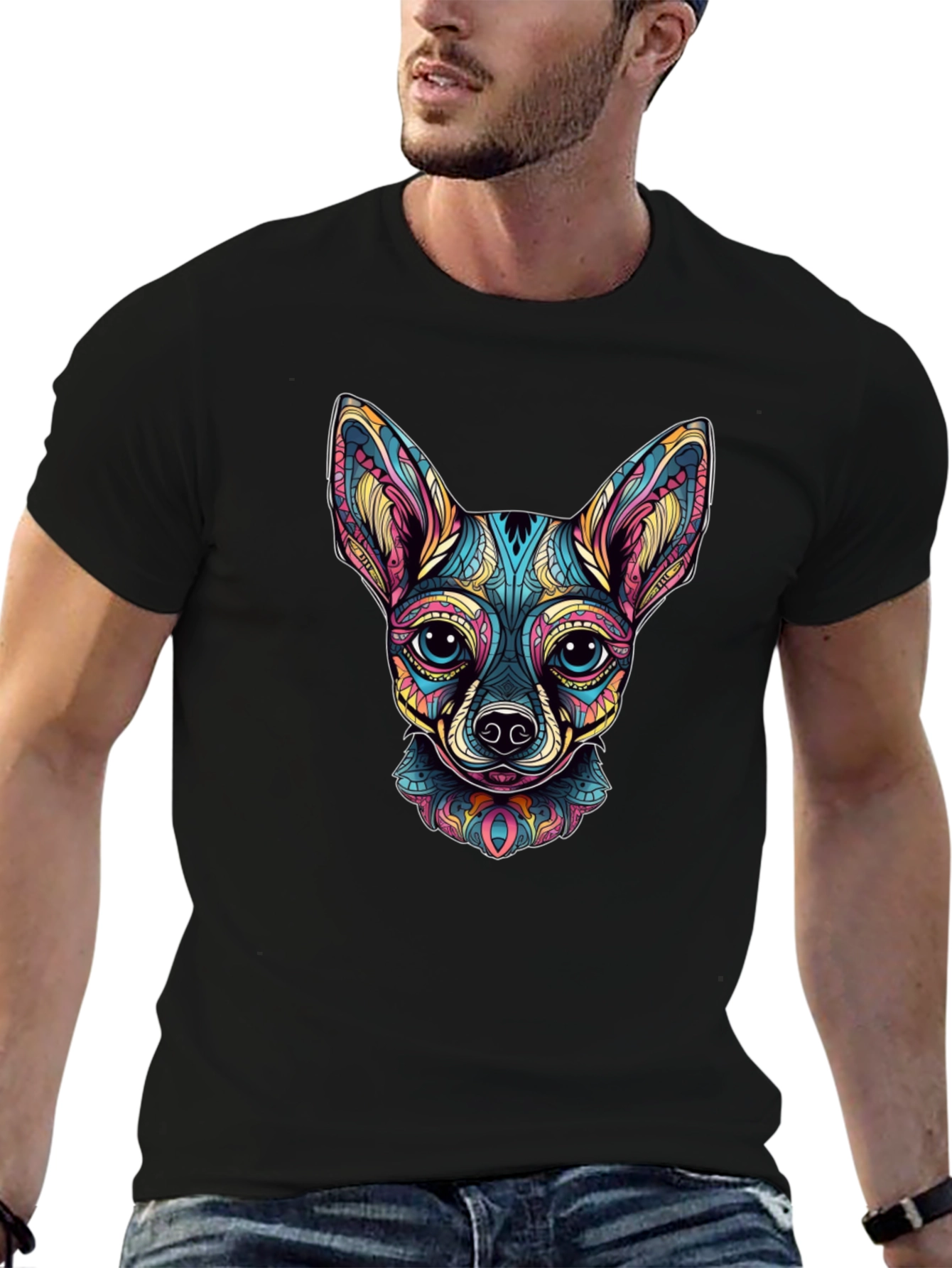 Cool Chihuahua Art Graphic Print T-Shirt