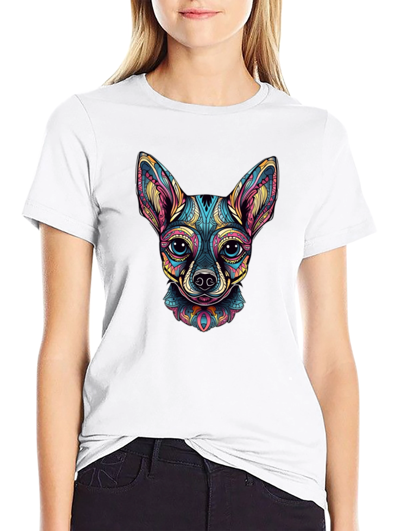 Cool Chihuahua Art Graphic Print T-Shirt