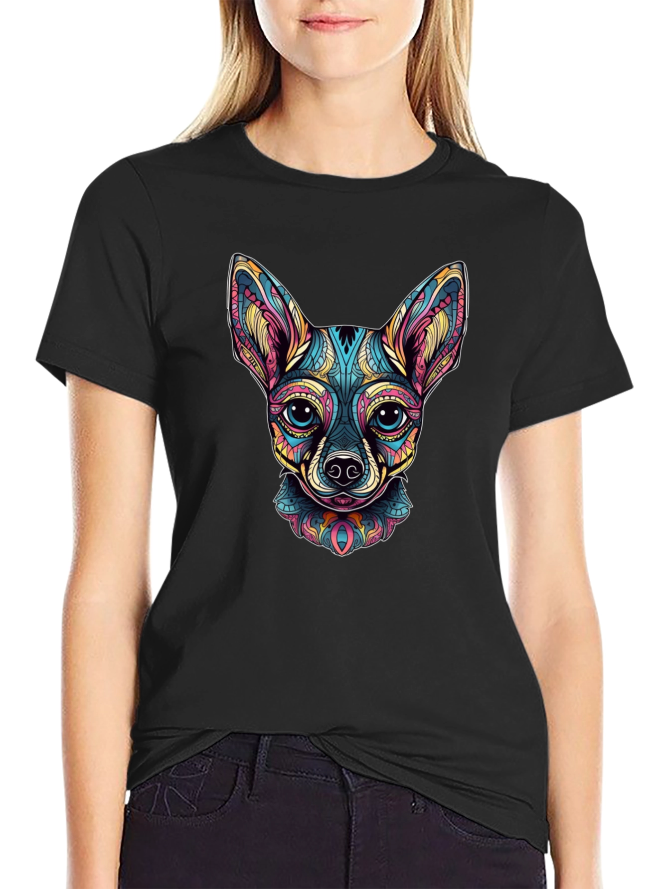 Cool Chihuahua Art Graphic Print T-Shirt