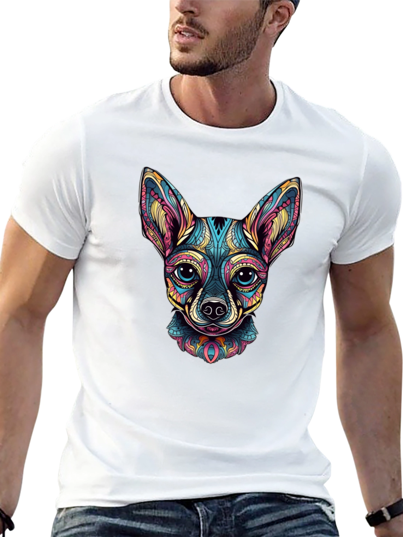 Cool Chihuahua Art Graphic Print T-Shirt