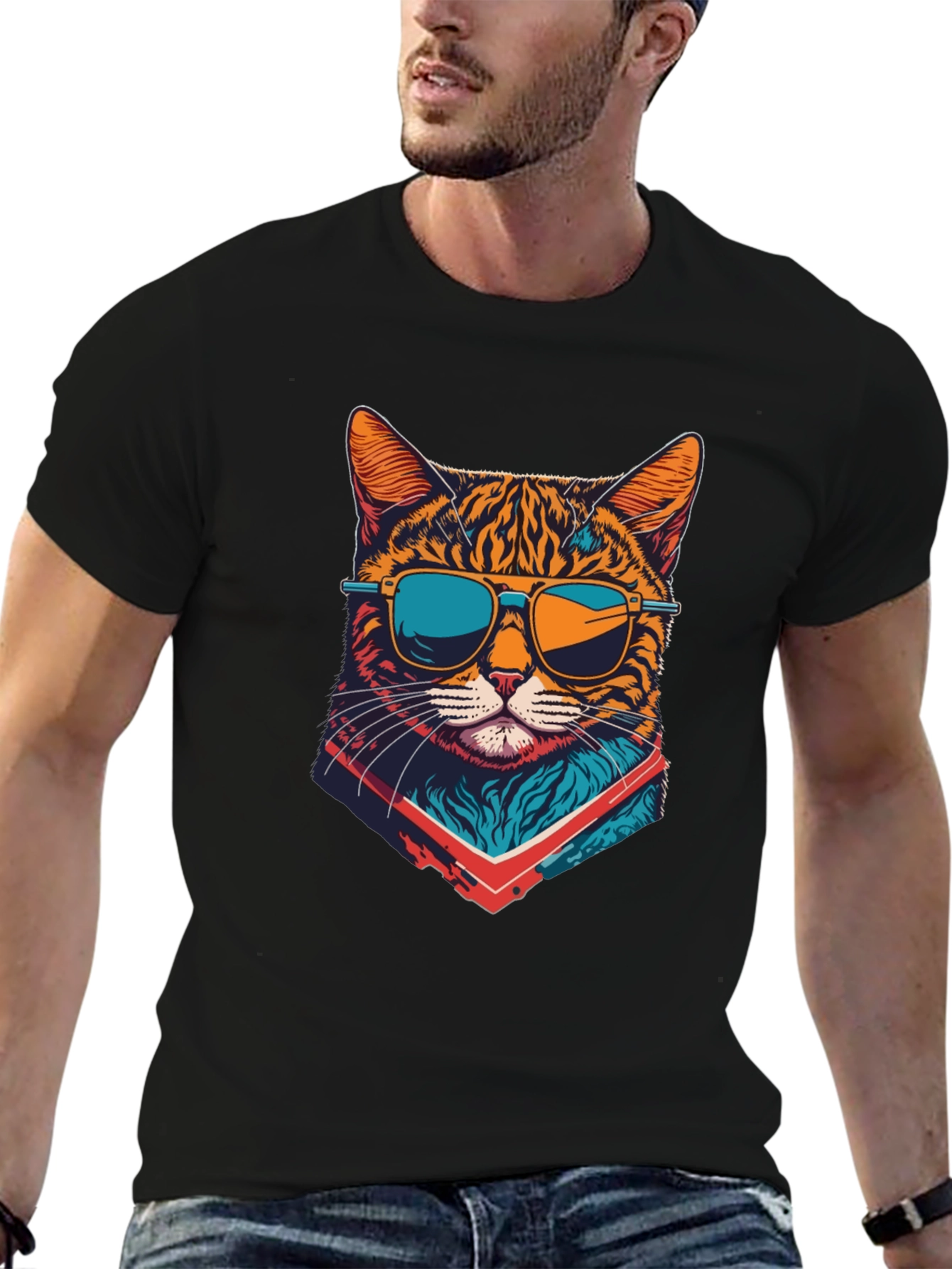 Cool Cat Graphic Tee - Black T-Shirt