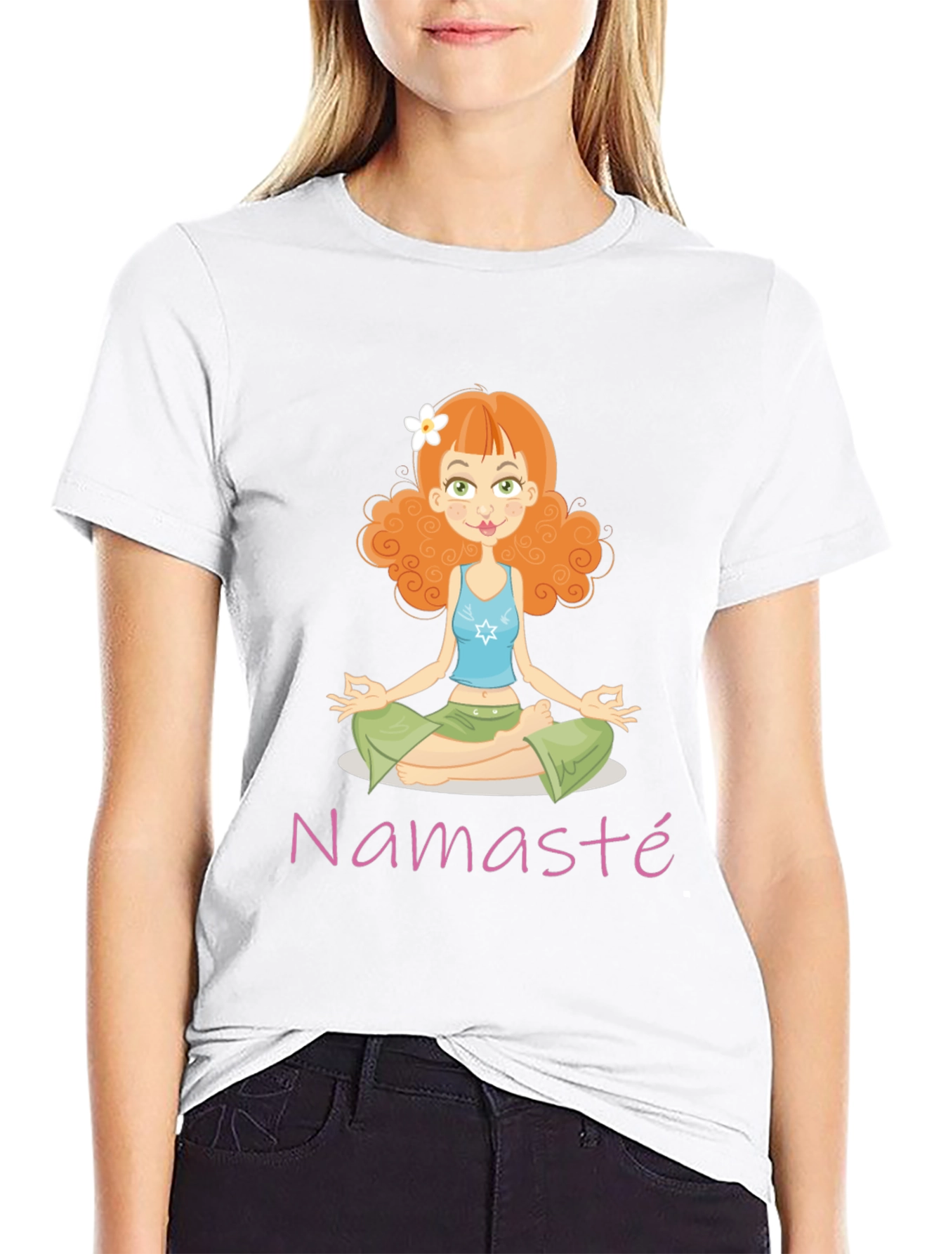 Namaste Cartoon Girl Yoga T-Shirt
