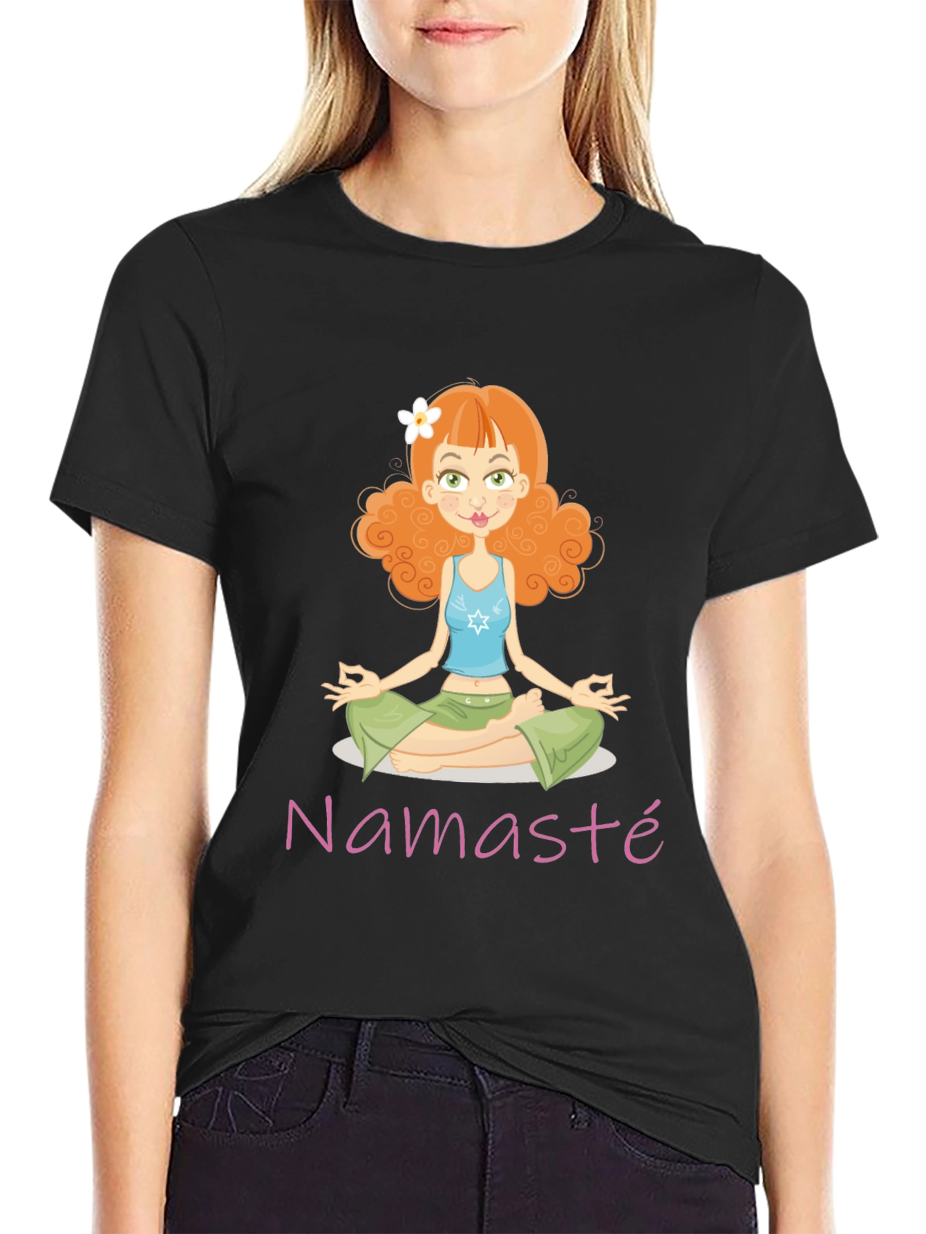 Namaste Cartoon Girl Yoga T-Shirt
