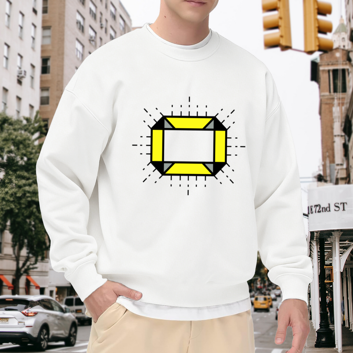 Geometric Octagon Frame Design - Crewneck Sweatshirt | Geometric, Modern, Abstract Gift