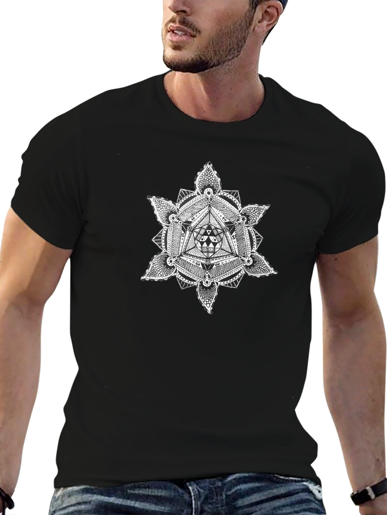 Geometric Mandala Black T-Shirt
