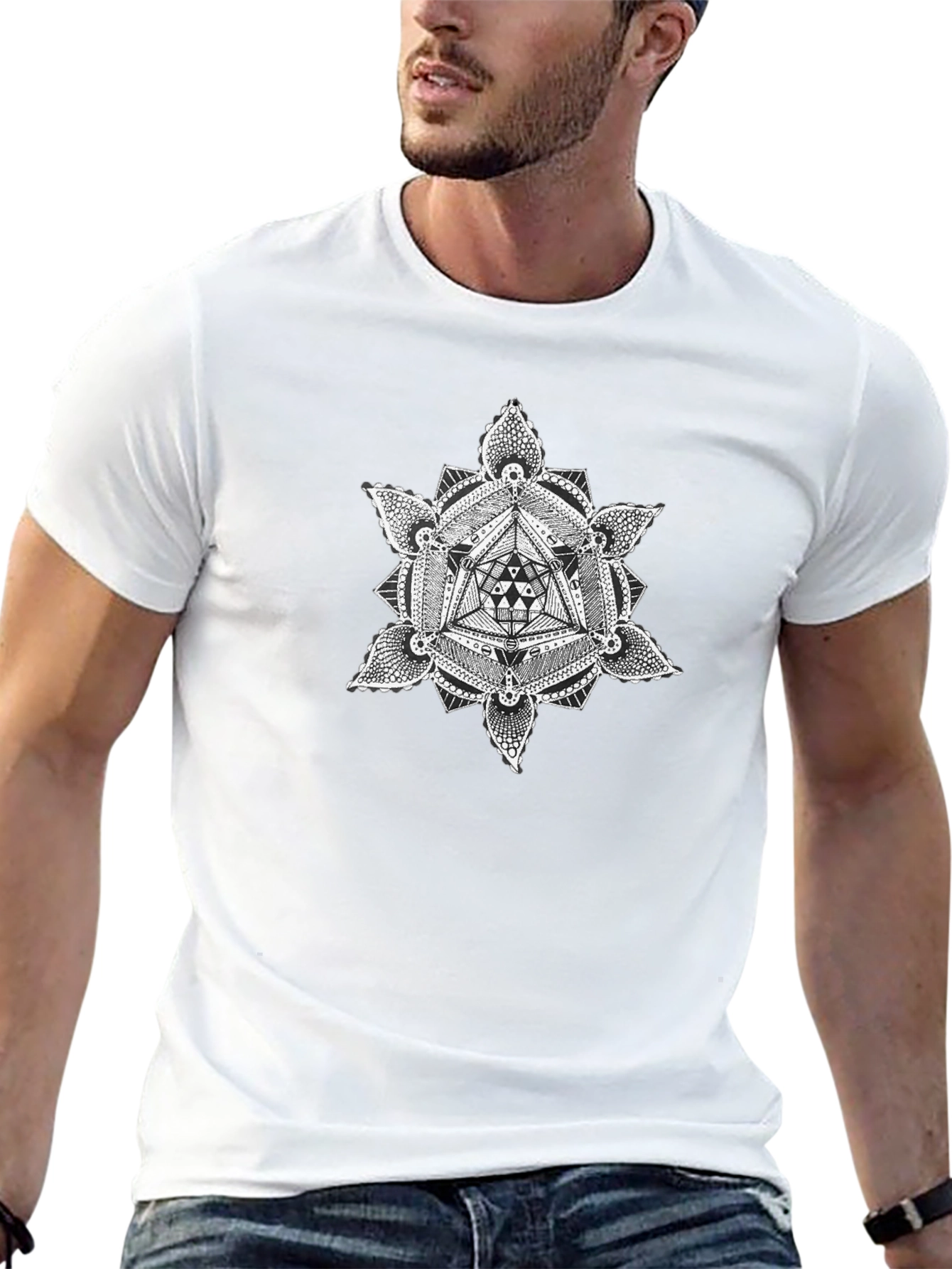 Geometric Mandala Black T-Shirt