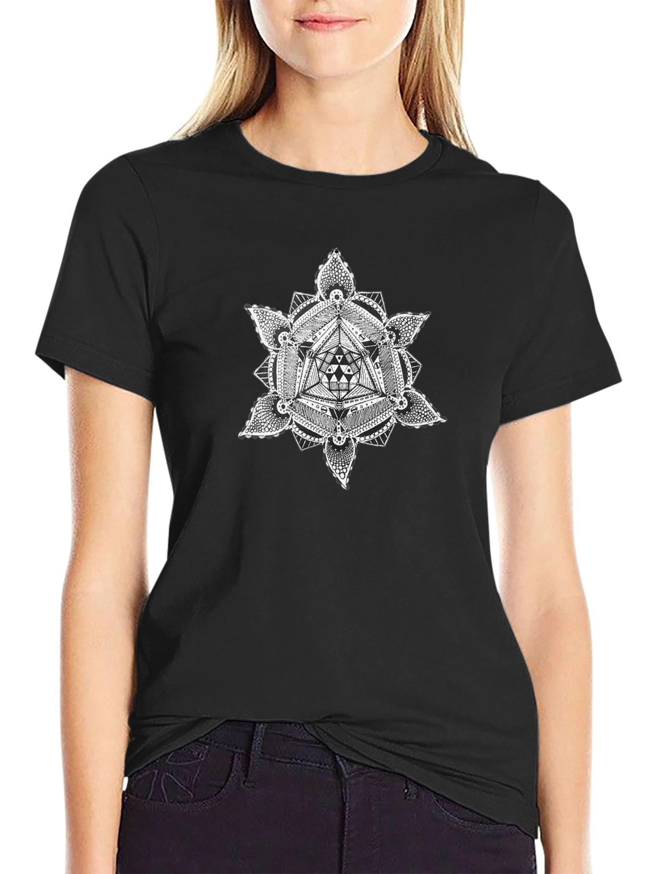 Geometric Mandala Black T-Shirt