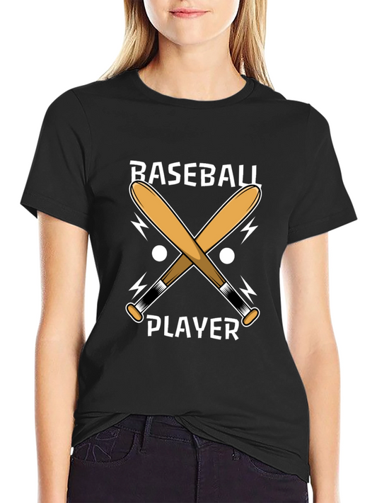 Baseball Player T-Shirt - Crossed Bats Design