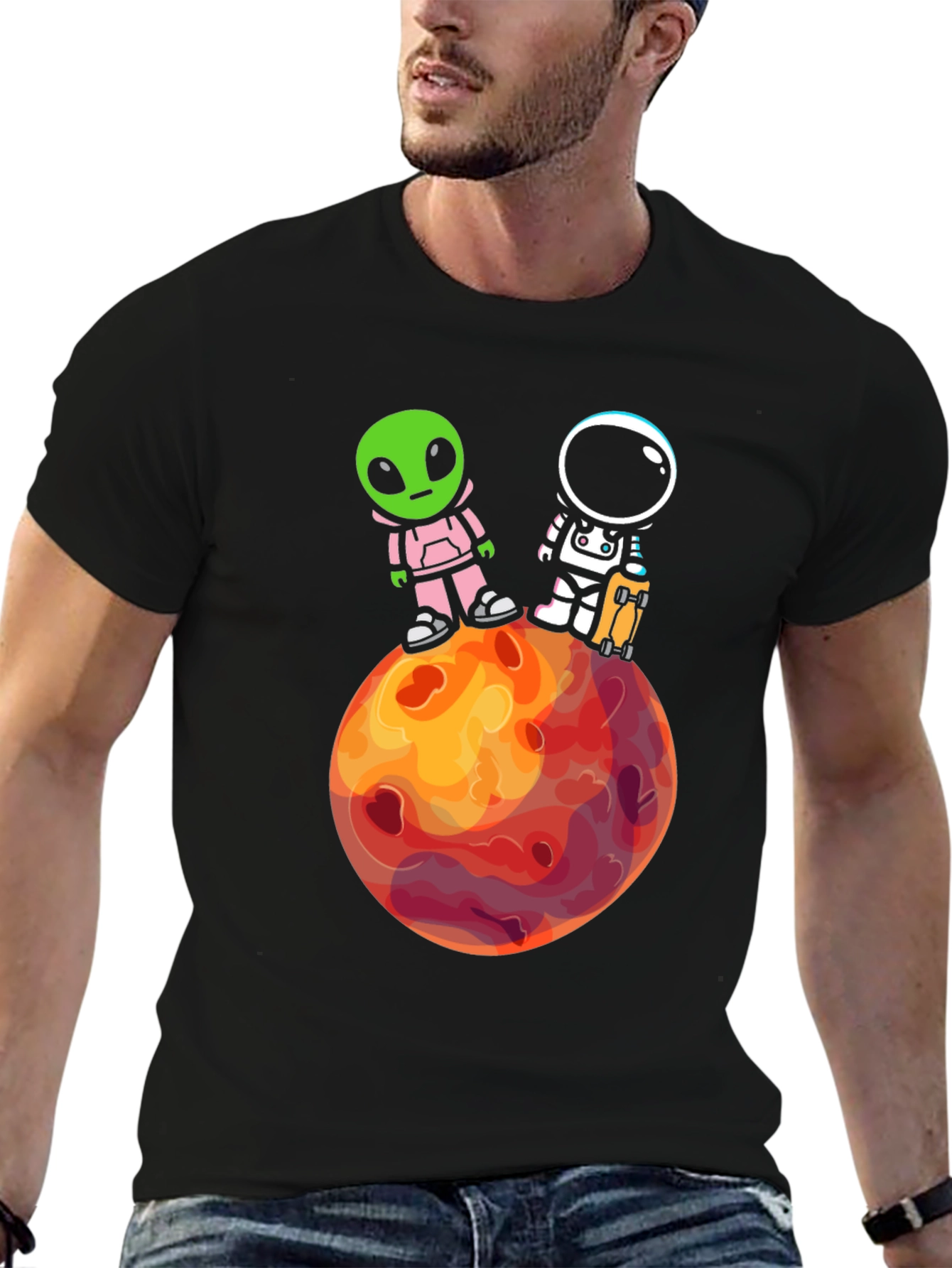 Alien & Astronaut Graphic Tee - Space Adventure