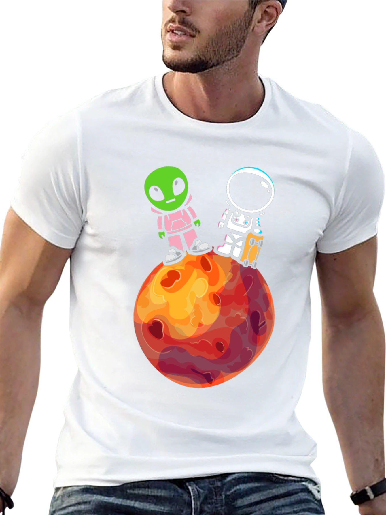 Alien & Astronaut Graphic Tee - Space Adventure