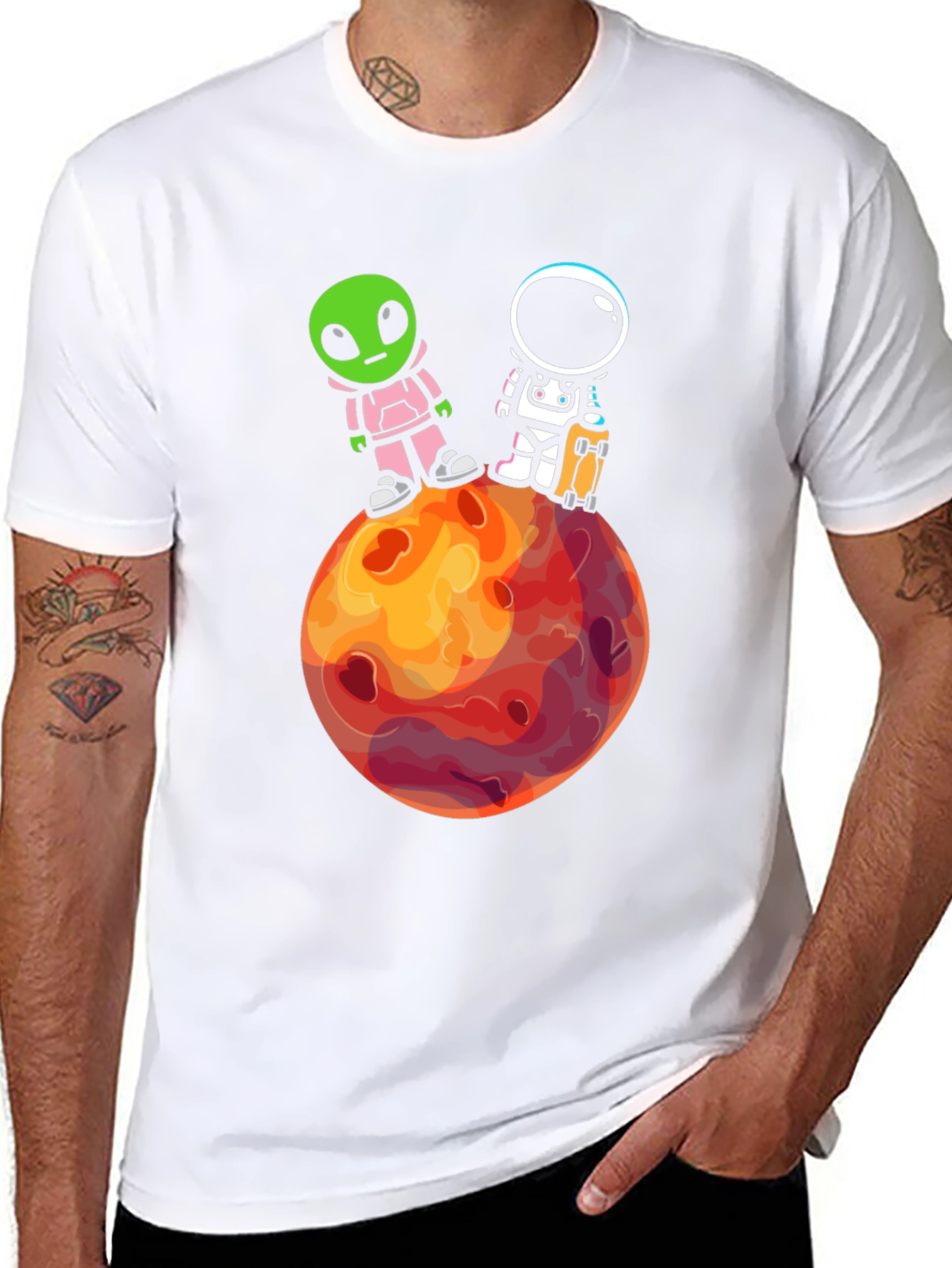Alien & Astronaut Graphic Tee - Space Adventure