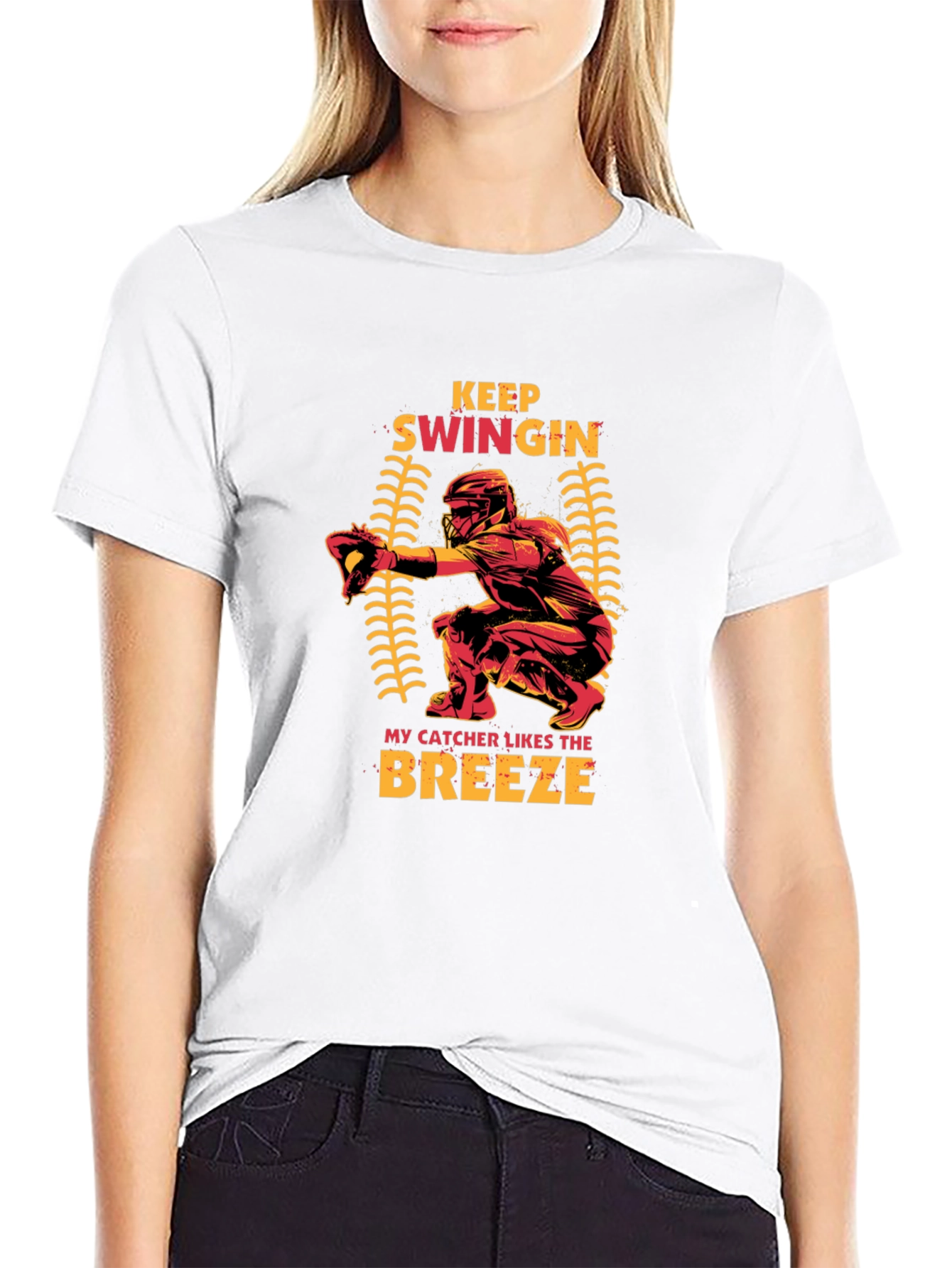 Keep Swingin Baseball Catcher T-Shirt