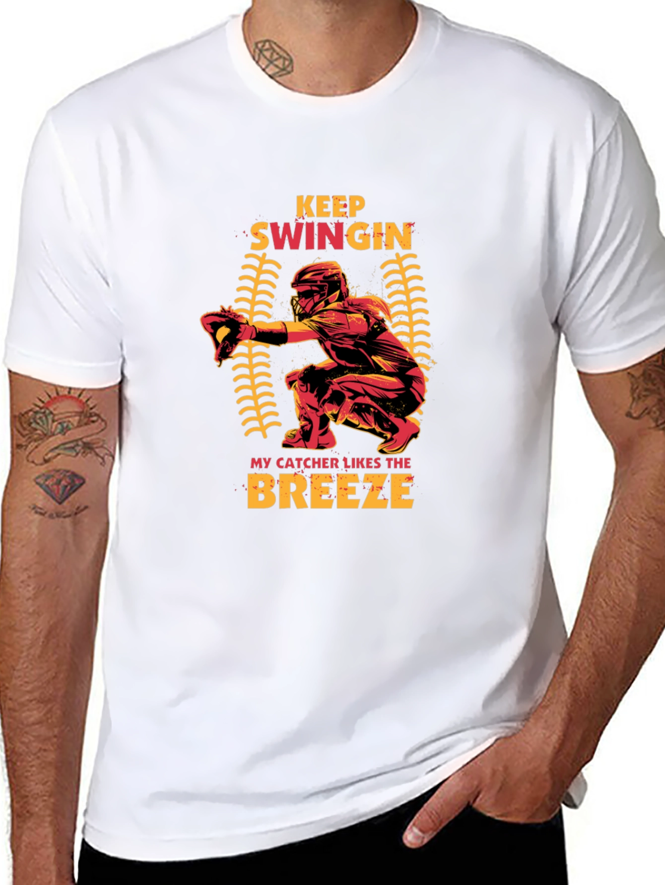 Keep Swingin Baseball Catcher T-Shirt