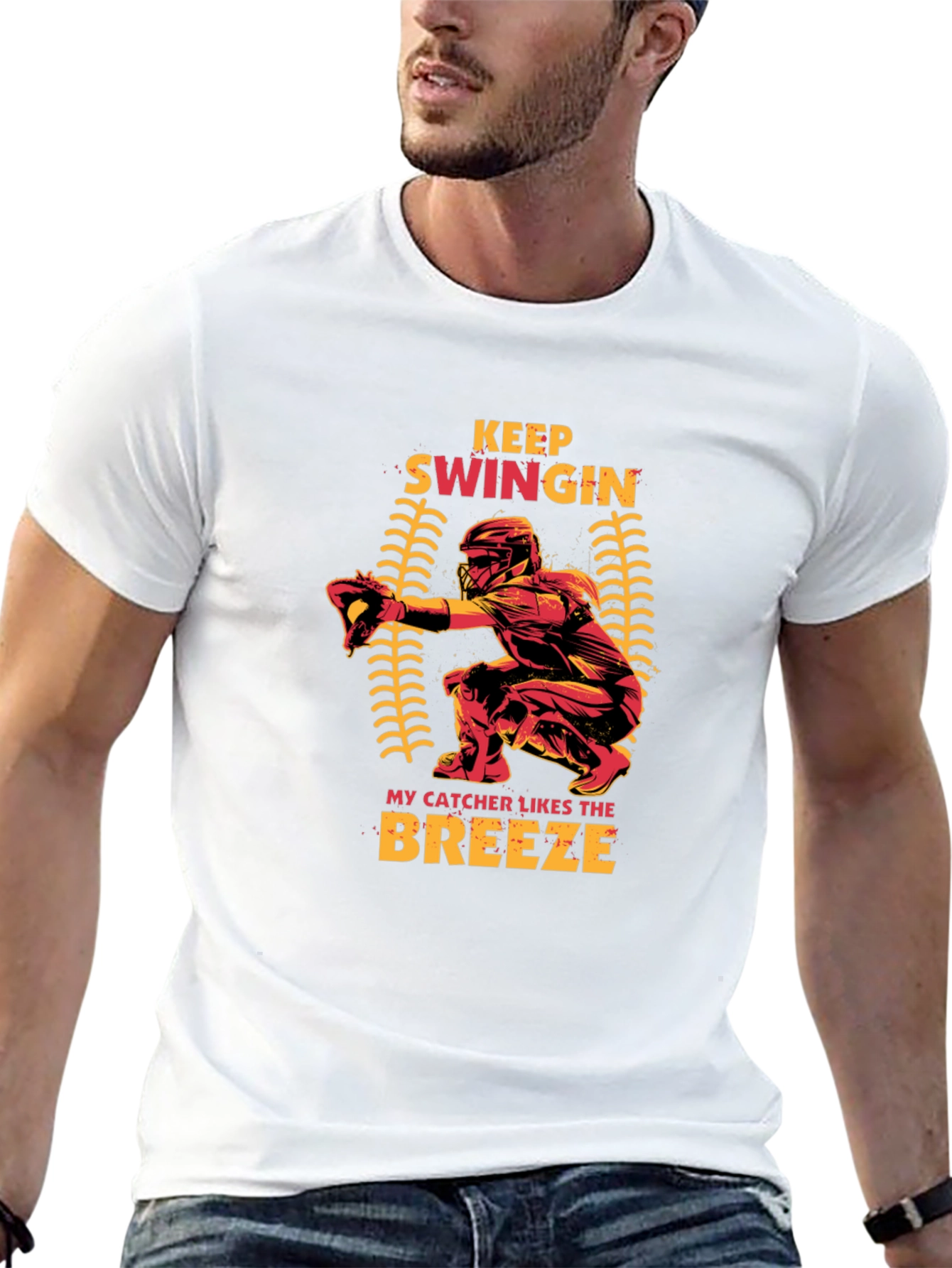 Keep Swingin Baseball Catcher T-Shirt