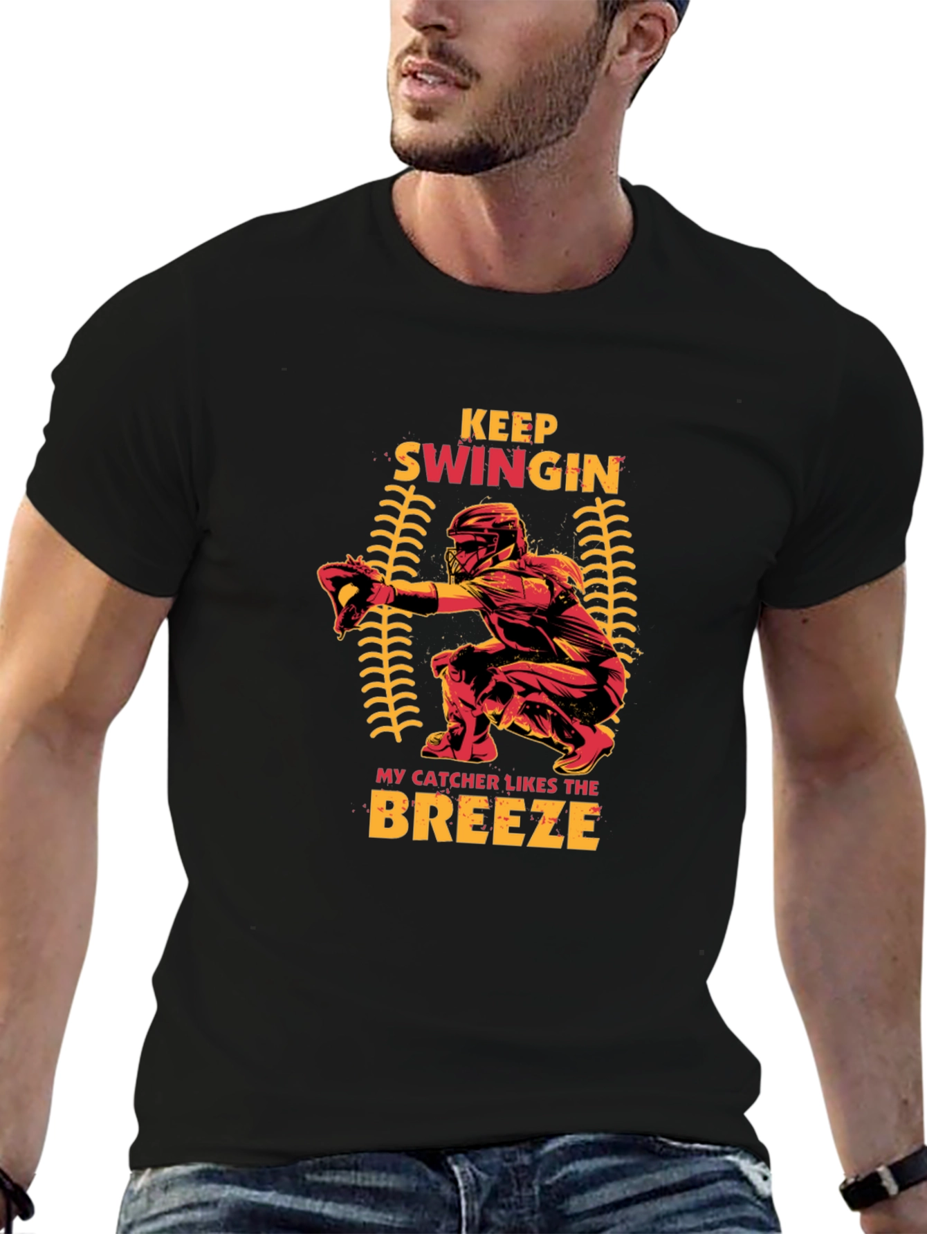 Keep Swingin Baseball Catcher T-Shirt