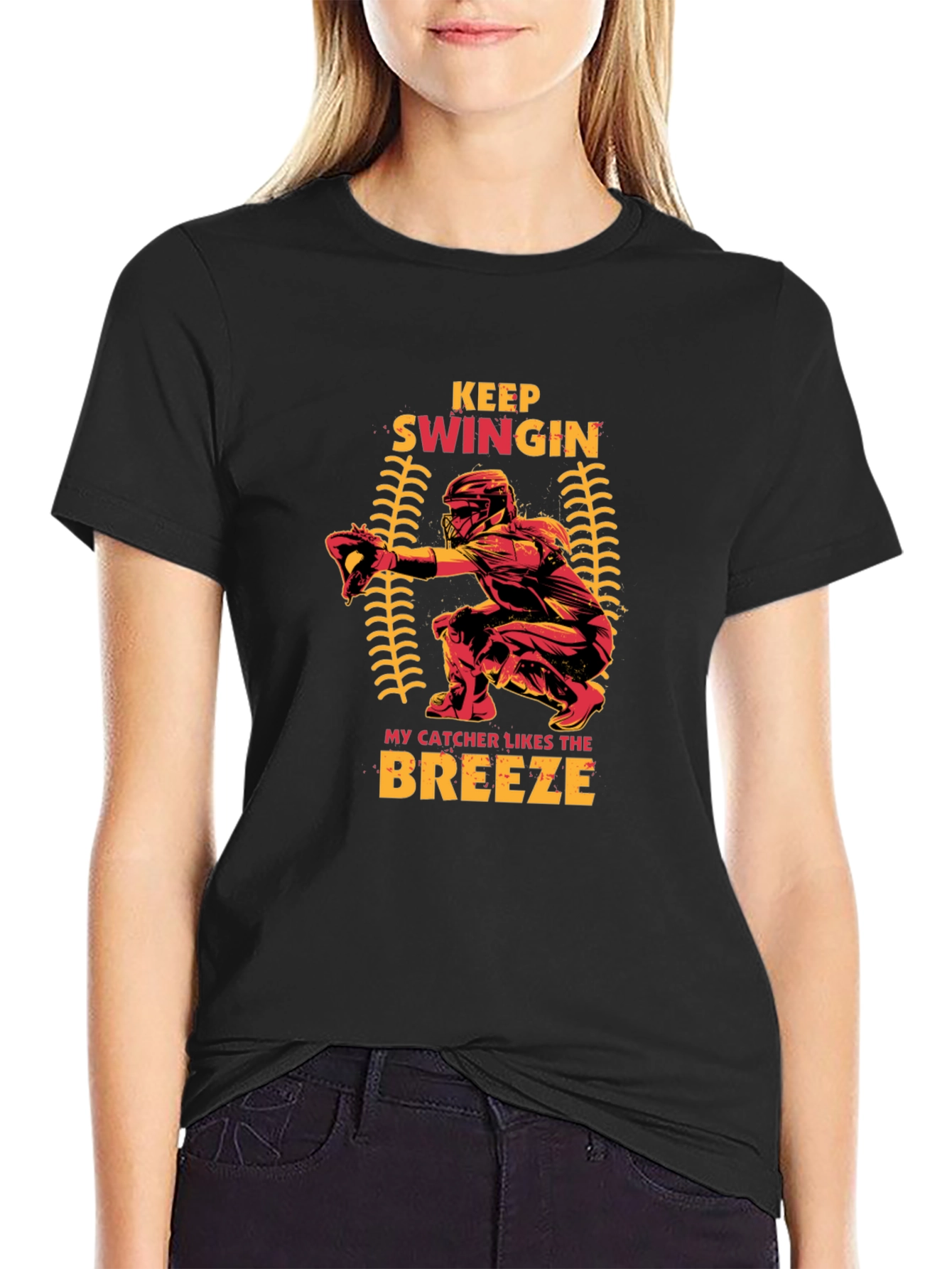 Keep Swingin Baseball Catcher T-Shirt