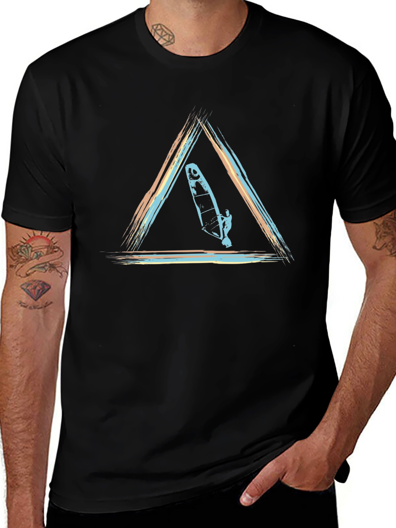 Windsurf Triangle Graphic T-Shirt - Black